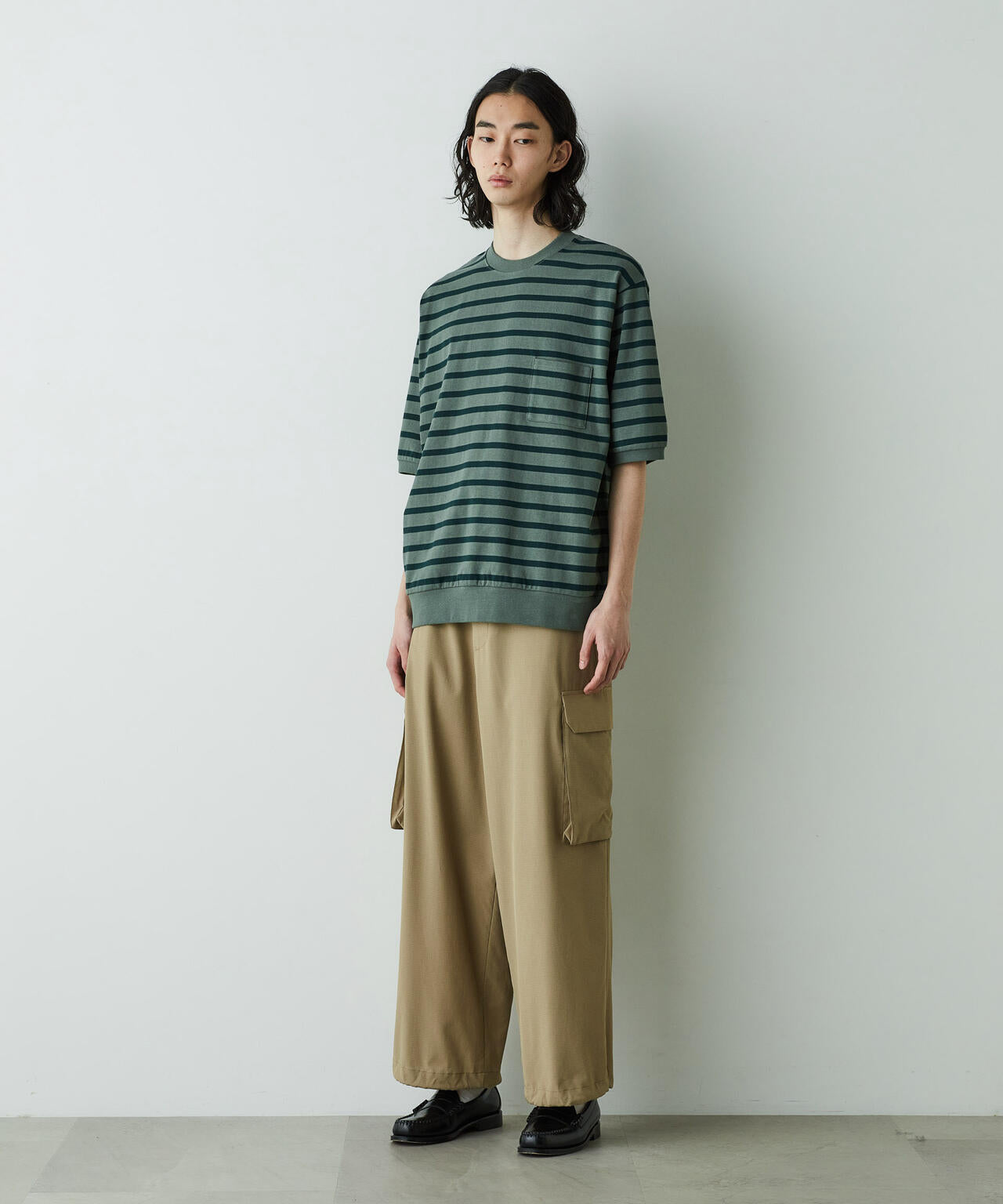 「HOTEL PALACE」オテルパラス ドライタッチバスクボーダールーズシルエットTシャツ 6685124213
