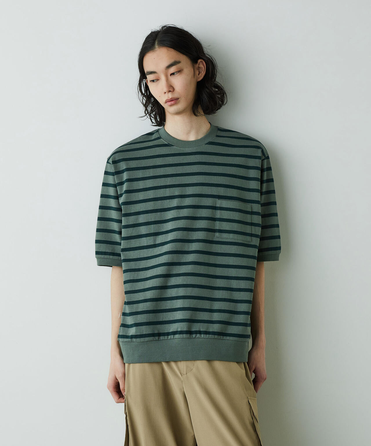 「HOTEL PALACE」オテルパラス ドライタッチバスクボーダールーズシルエットTシャツ 6685124213