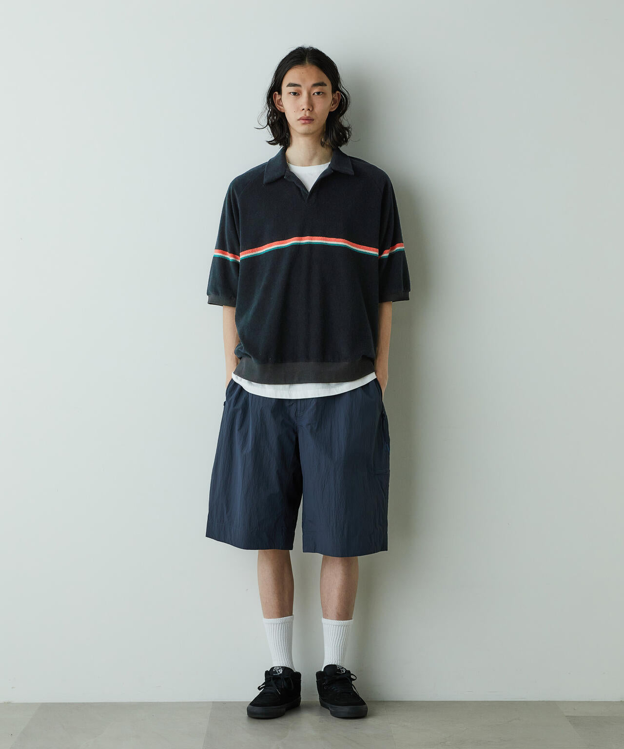 「HOTEL PALACE」オテルパラス レトロボーダーパイルスキッパーシャツ 6685124214