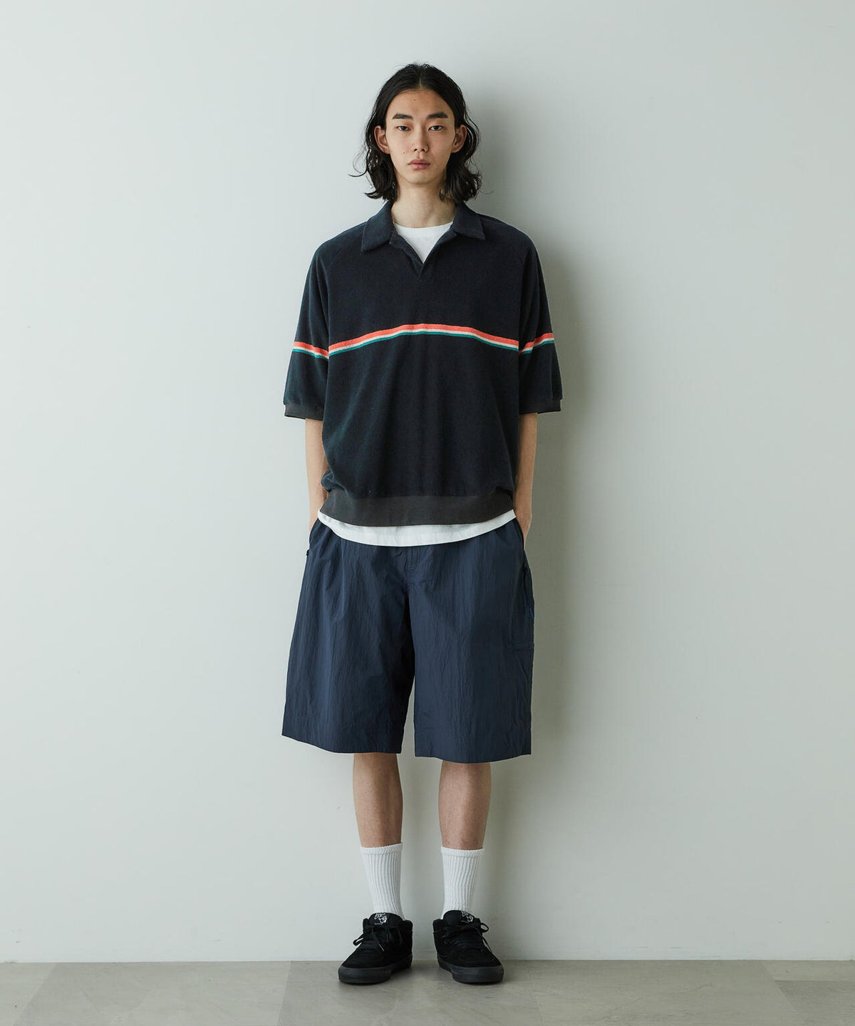 「HOTEL PALACE」オテルパラス レトロボーダーパイルスキッパーシャツ 6685124214