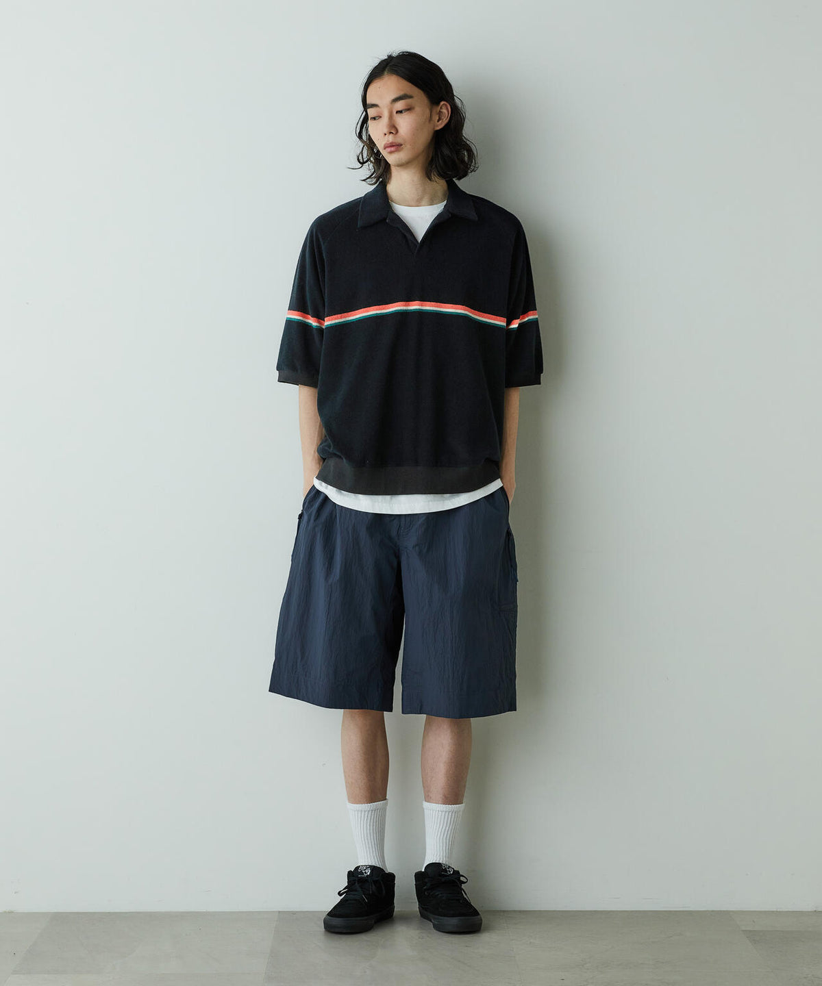 「HOTEL PALACE」オテルパラス レトロボーダーパイルスキッパーシャツ 6685124214