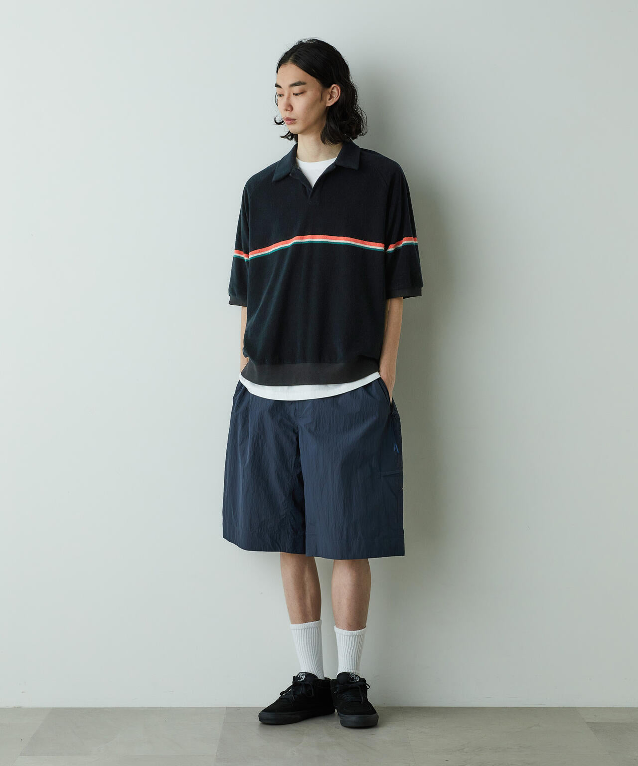 「HOTEL PALACE」オテルパラス レトロボーダーパイルスキッパーシャツ 6685124214