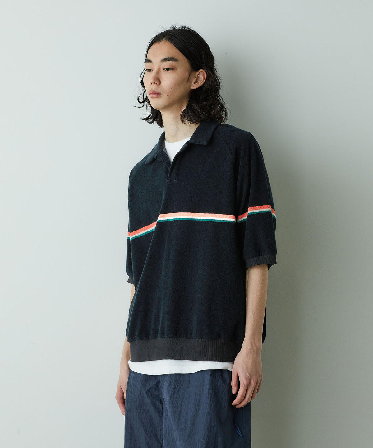 「HOTEL PALACE」オテルパラス レトロボーダーパイルスキッパーシャツ 6685124214