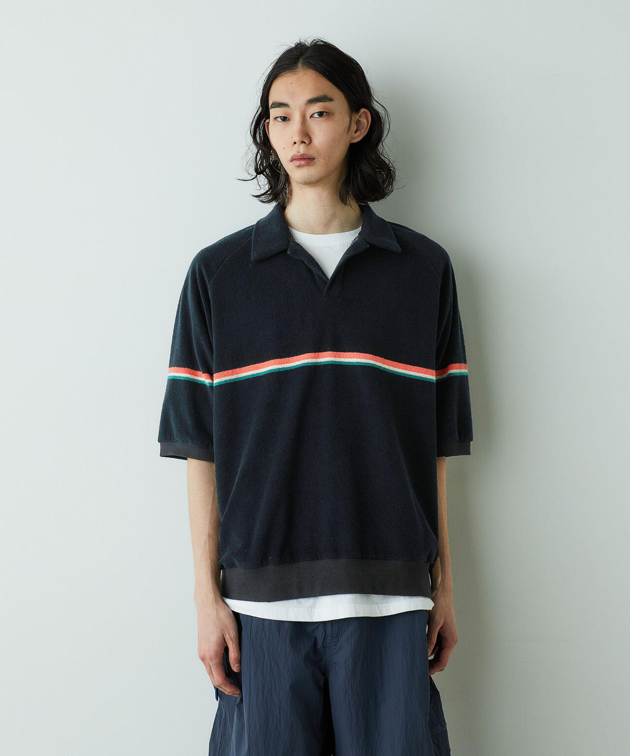 「HOTEL PALACE」オテルパラス レトロボーダーパイルスキッパーシャツ 6685124214