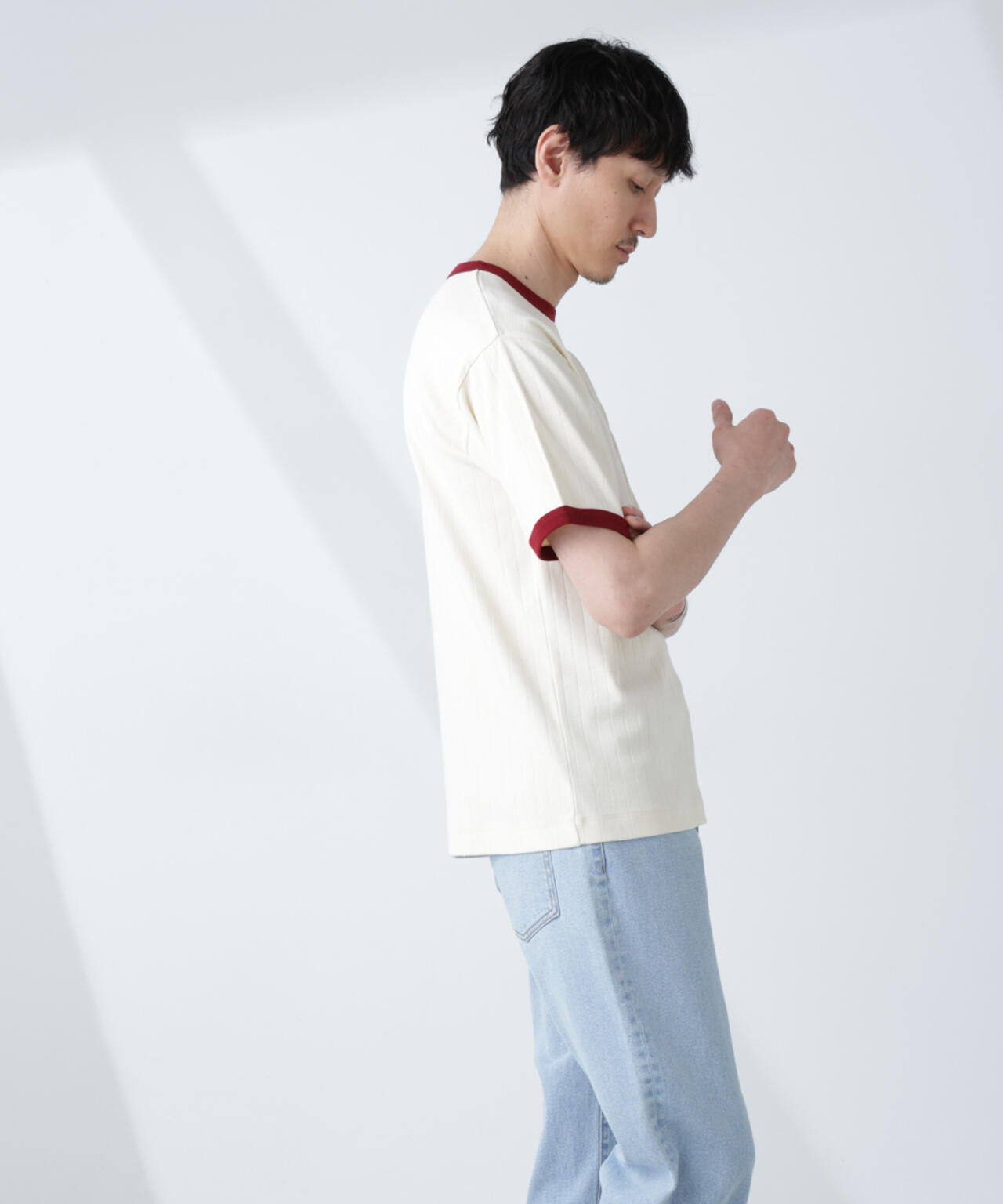 「NJ/CLUB」 針抜きリンガーTシャツ 6685124226