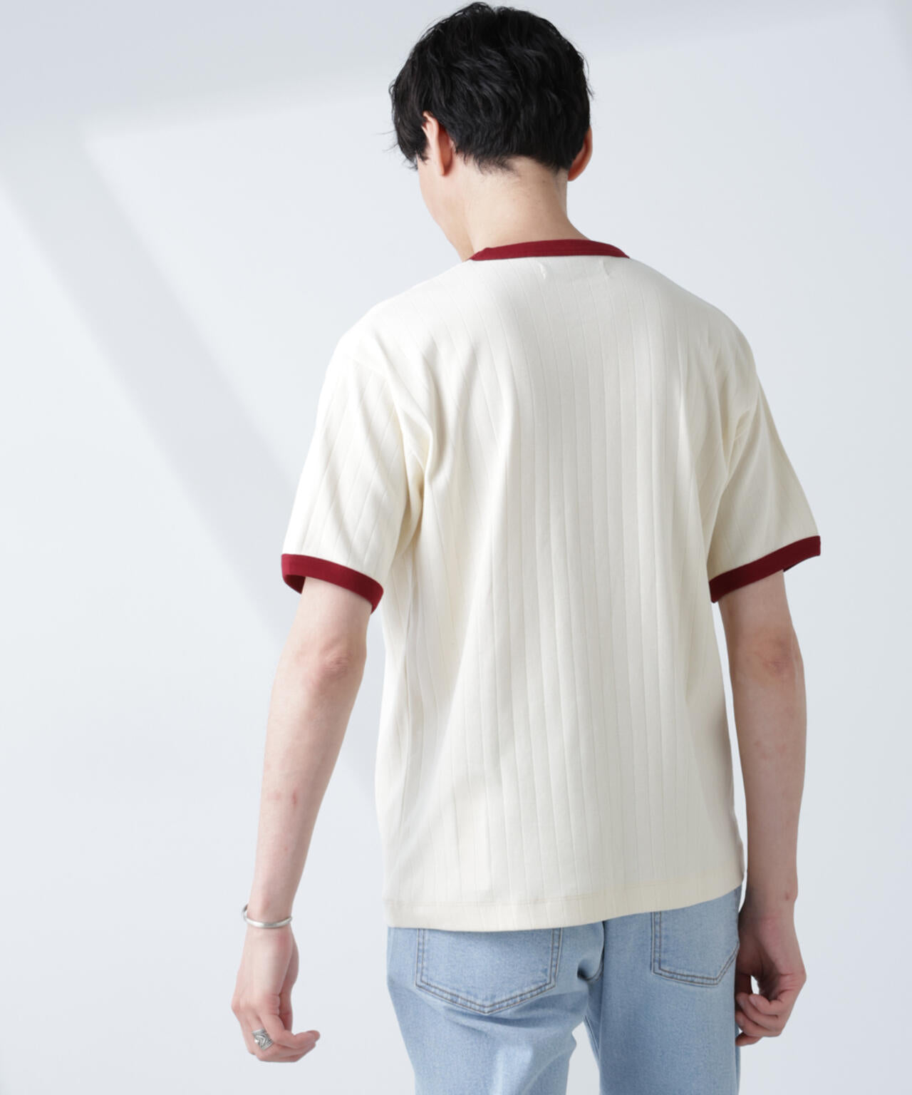 「NJ/CLUB」 針抜きリンガーTシャツ 6685124226