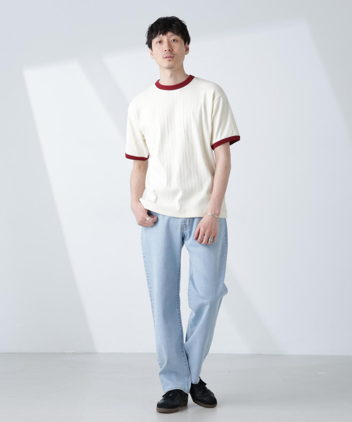 「NJ/CLUB」 針抜きリンガーTシャツ 6685124226