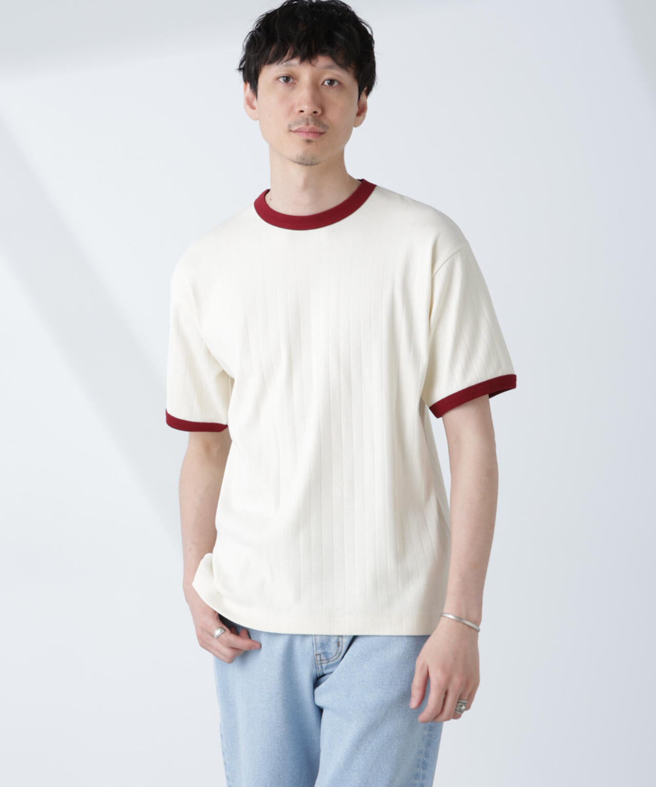 「NJ/CLUB」 針抜きリンガーTシャツ 6685124226