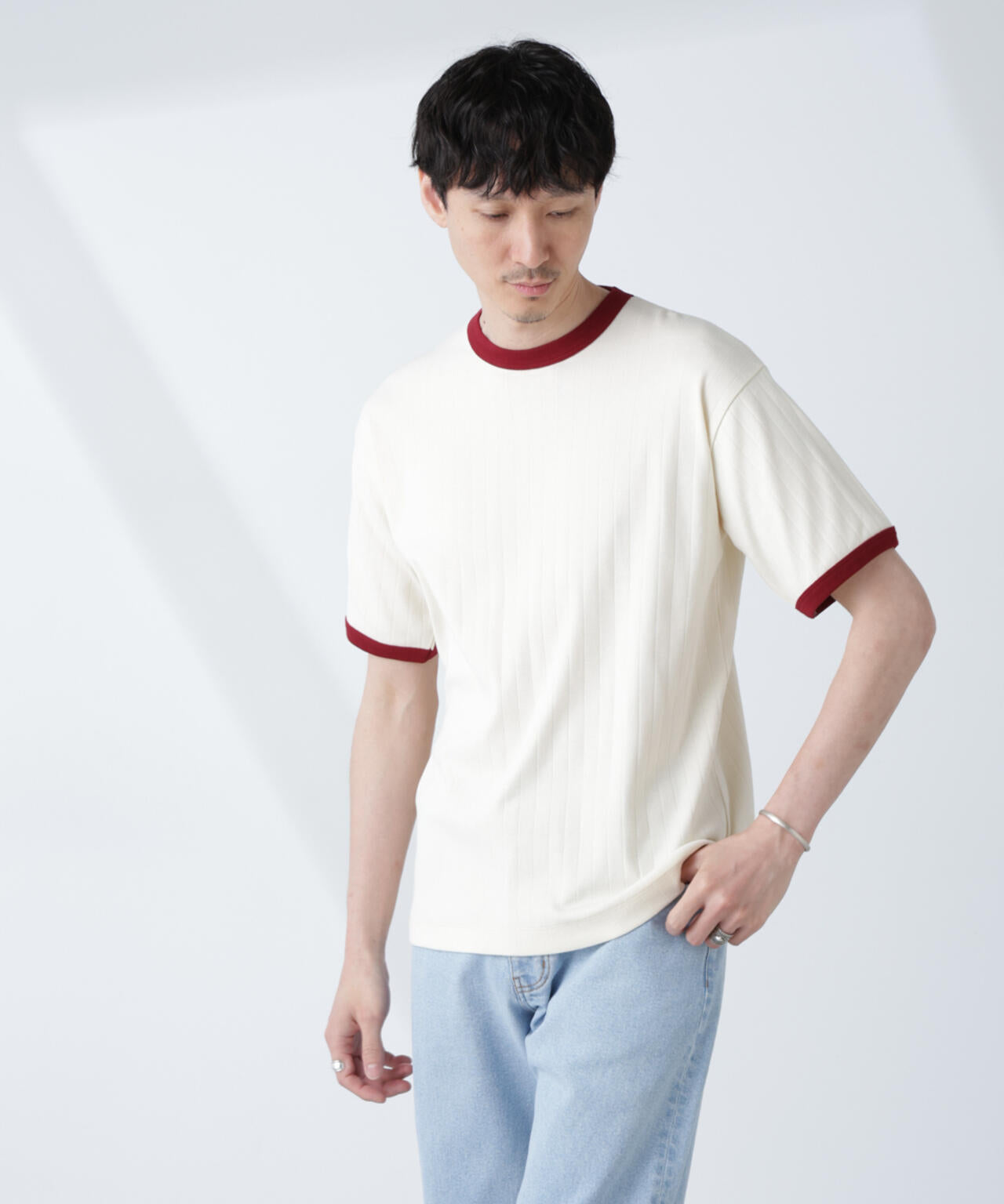 「NJ/CLUB」 針抜きリンガーTシャツ 6685124226