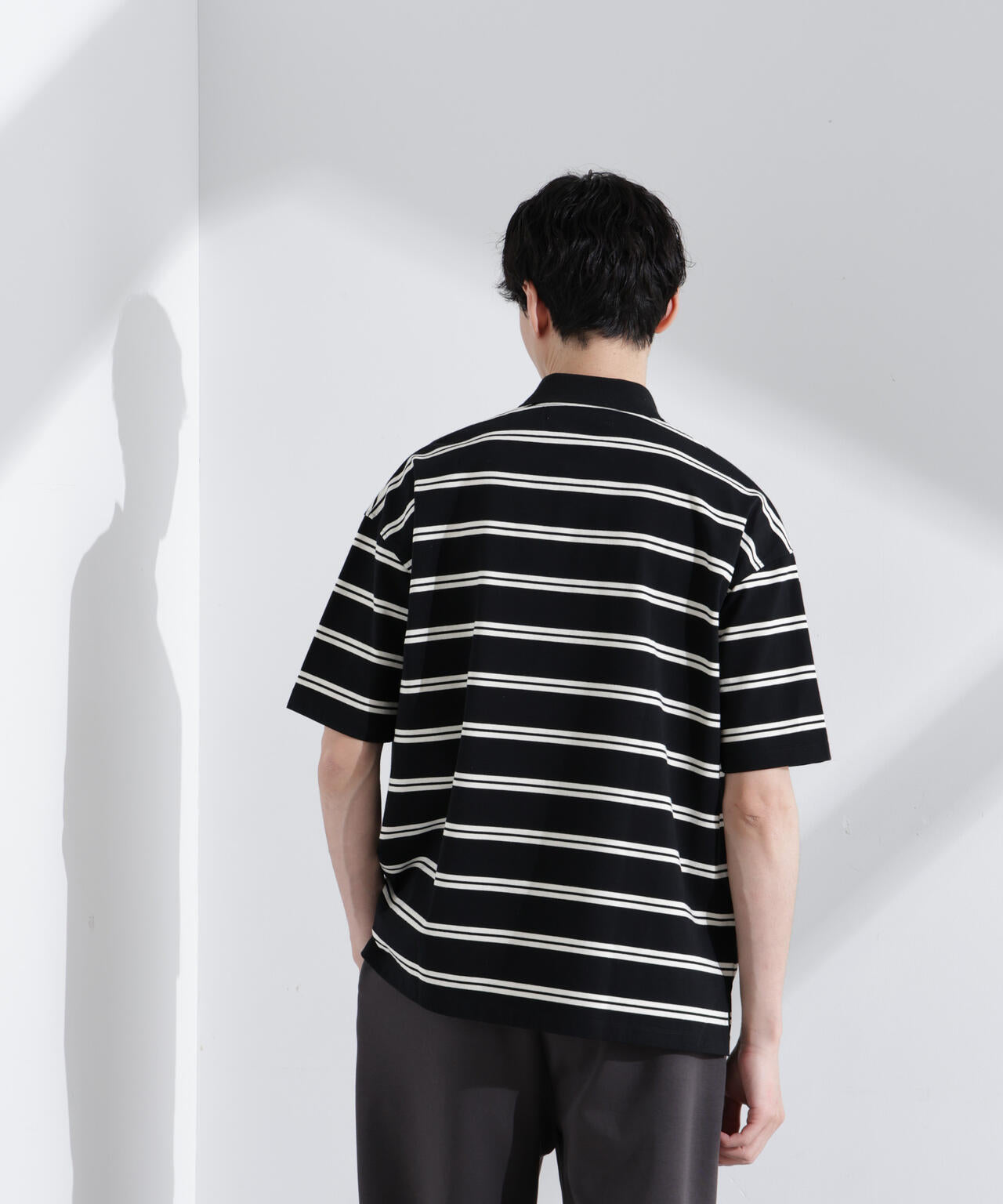 「NJ/CLUB」 オーバーサイズボーダーポロシャツ 6685124235