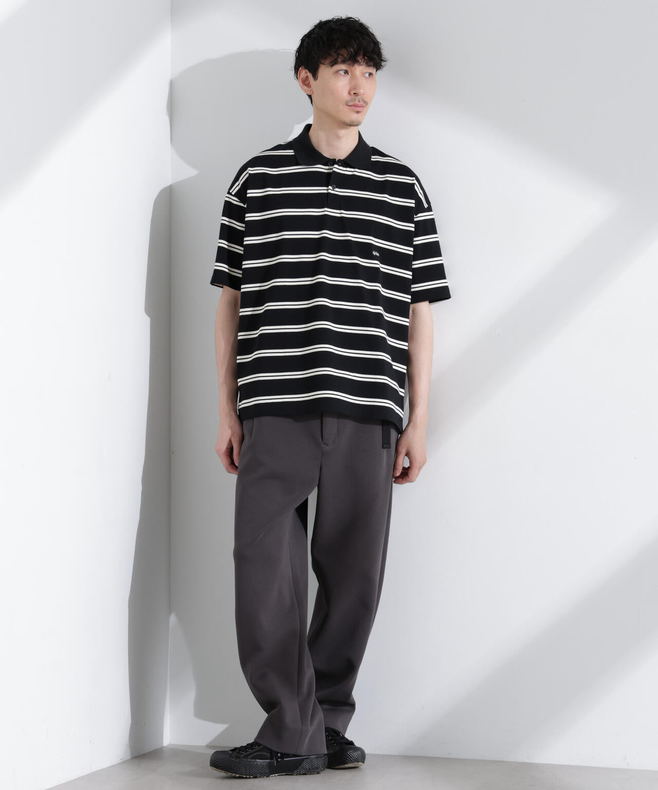 「NJ/CLUB」 オーバーサイズボーダーポロシャツ 6685124235