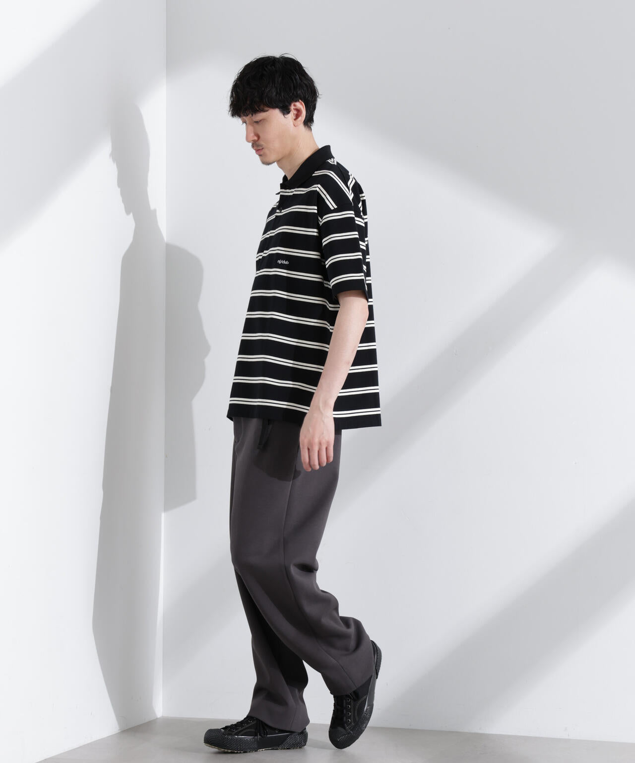 「NJ/CLUB」 オーバーサイズボーダーポロシャツ 6685124235