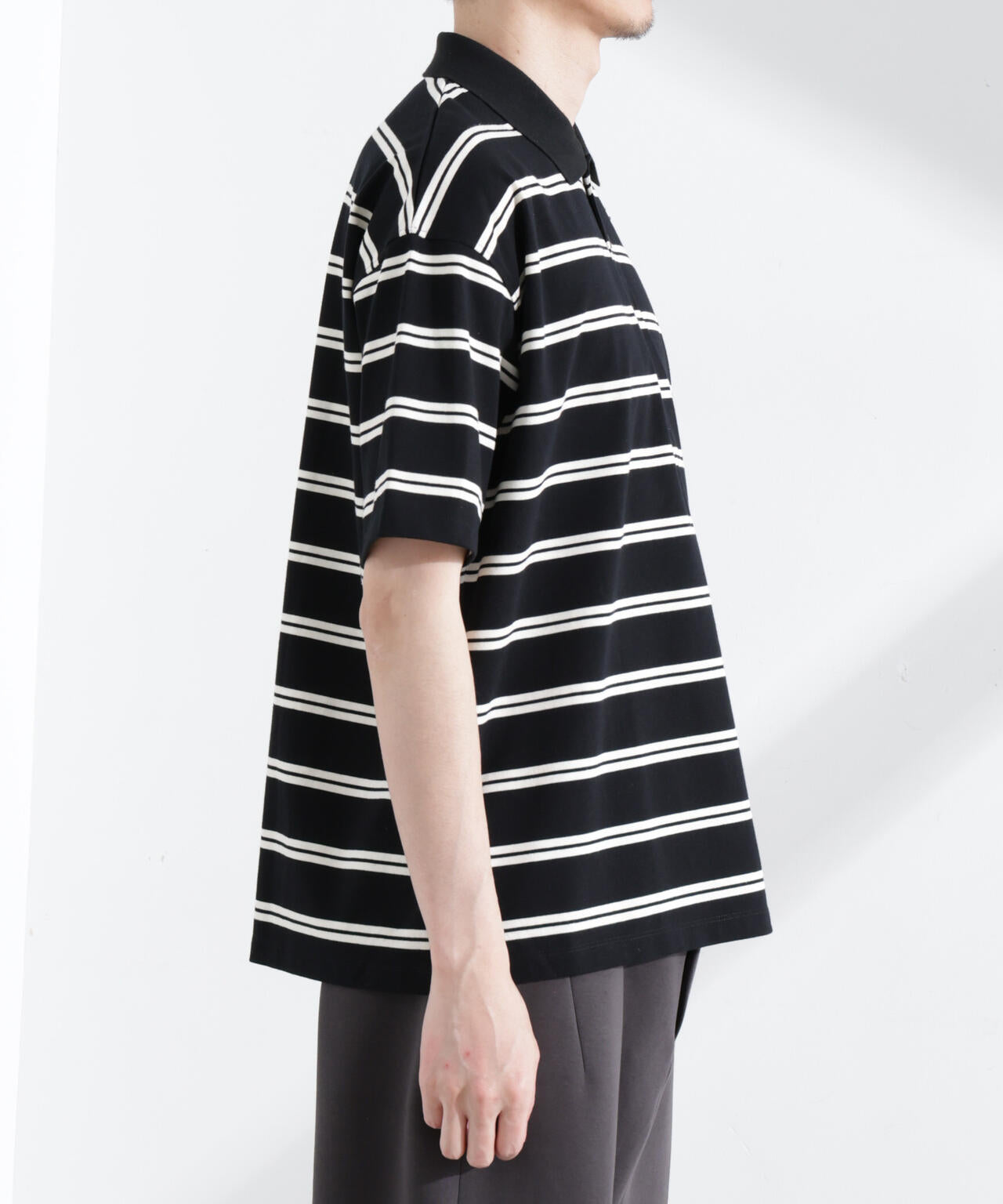 「NJ/CLUB」 オーバーサイズボーダーポロシャツ 6685124235