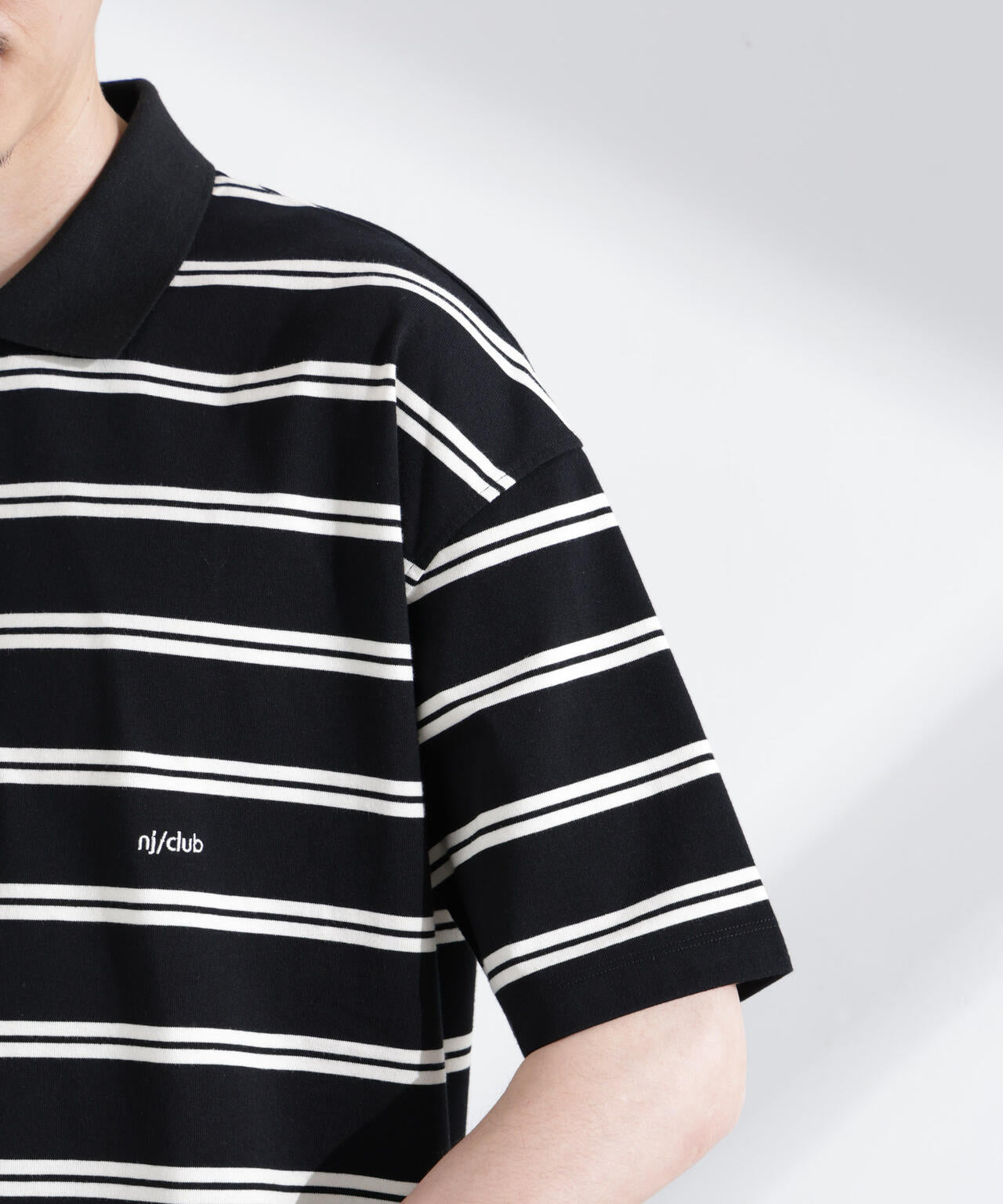 「NJ/CLUB」 オーバーサイズボーダーポロシャツ 6685124235