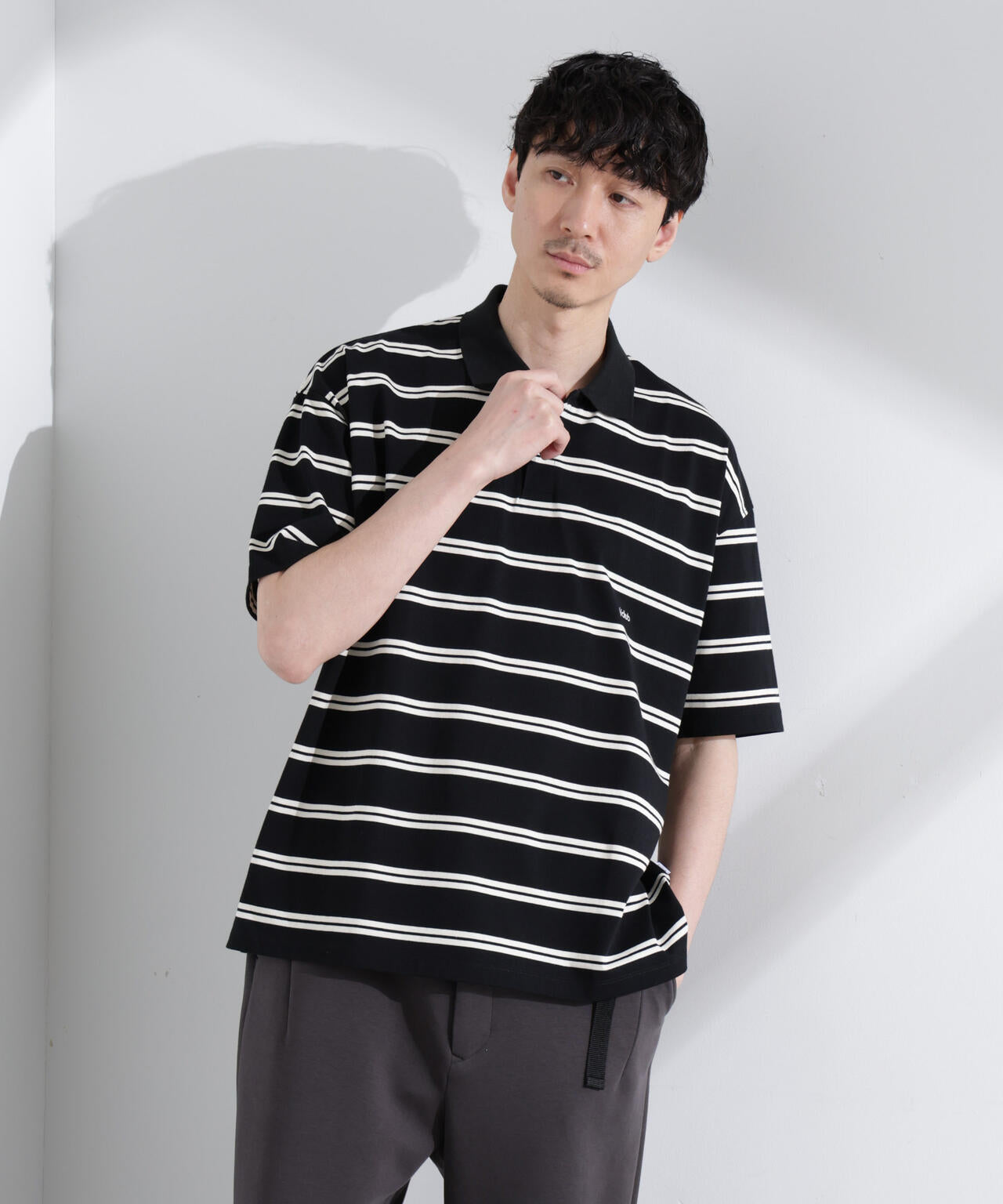 「NJ/CLUB」 オーバーサイズボーダーポロシャツ 6685124235