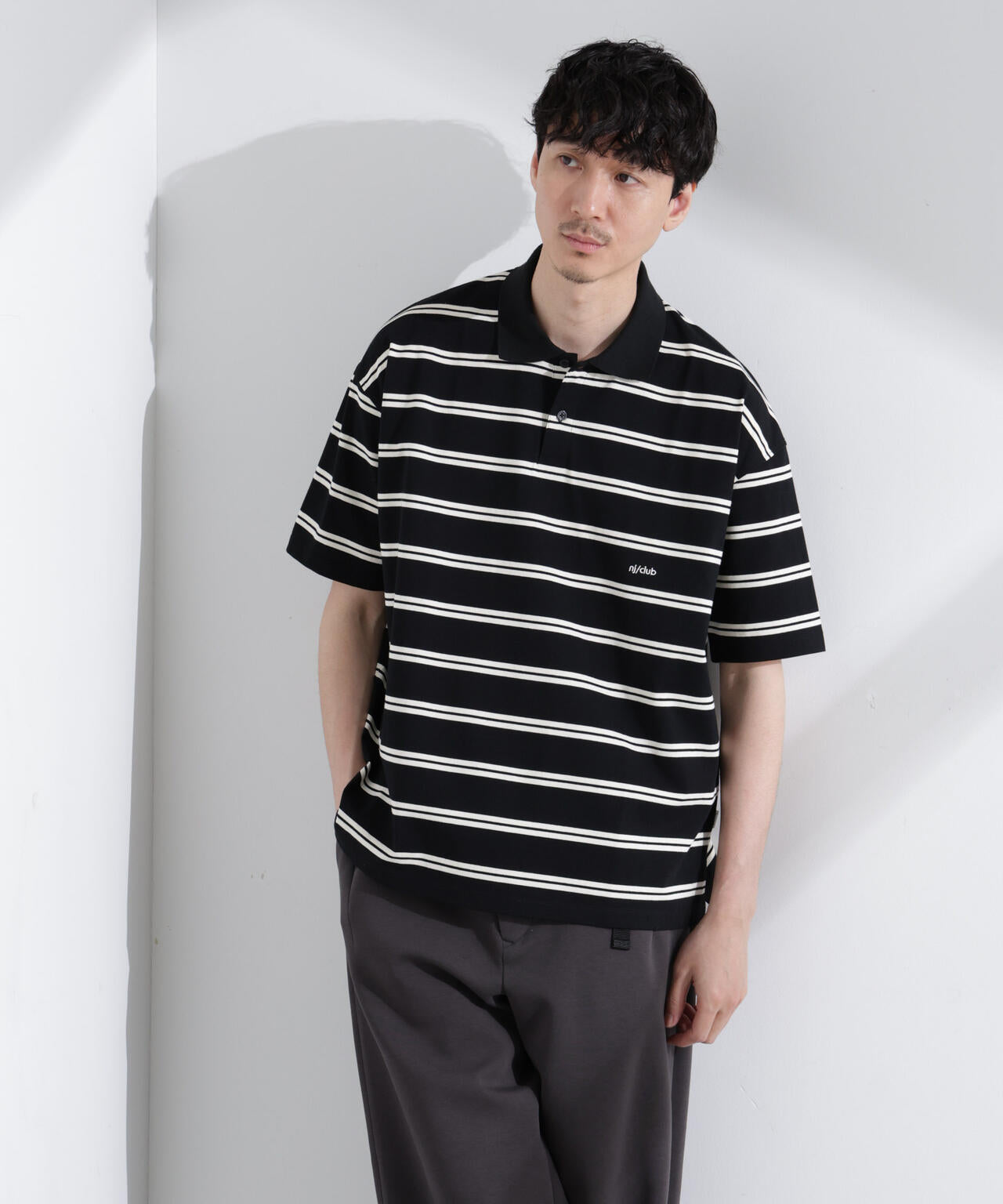「NJ/CLUB」 オーバーサイズボーダーポロシャツ 6685124235