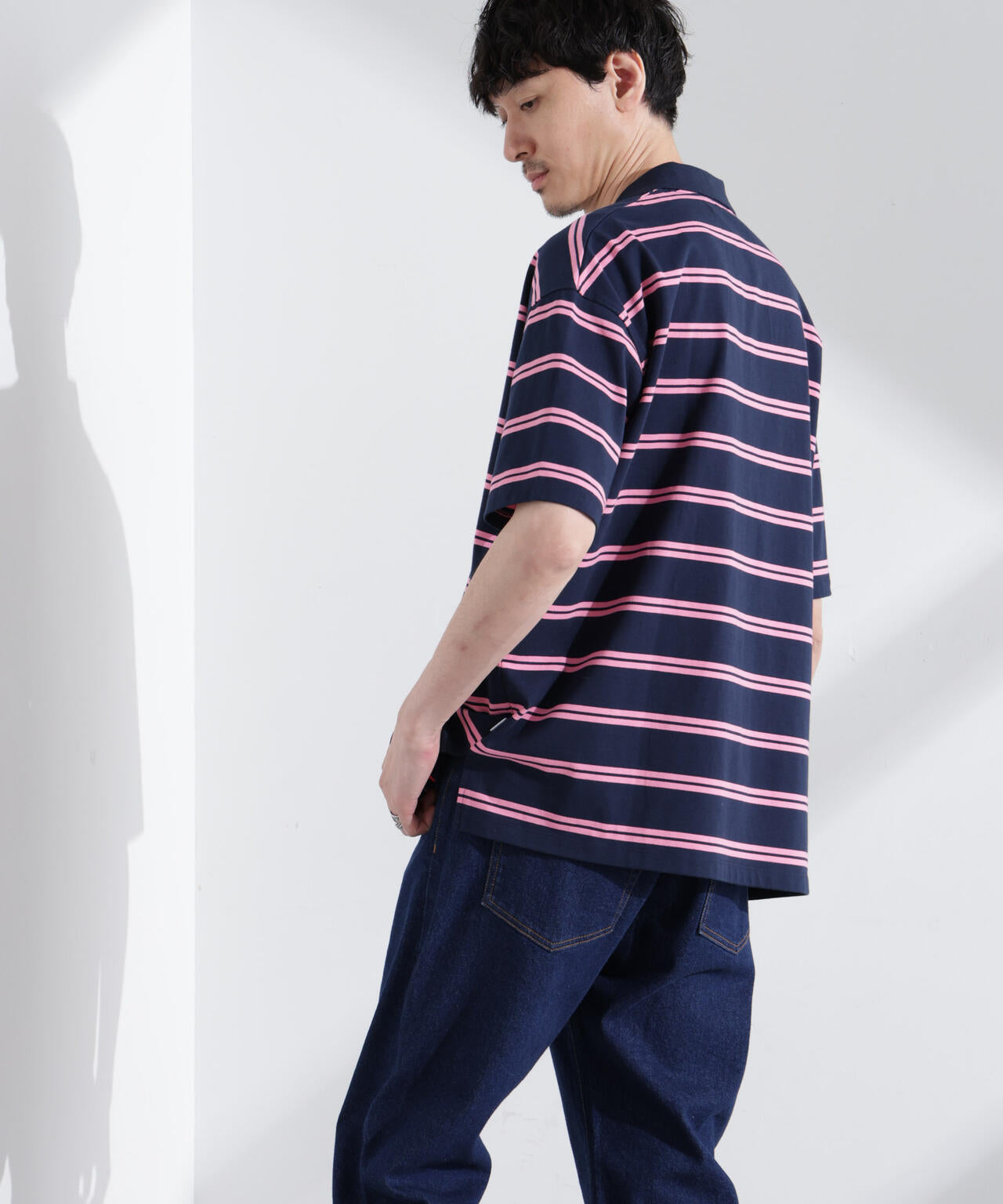 「NJ/CLUB」 オーバーサイズボーダーポロシャツ 6685124235