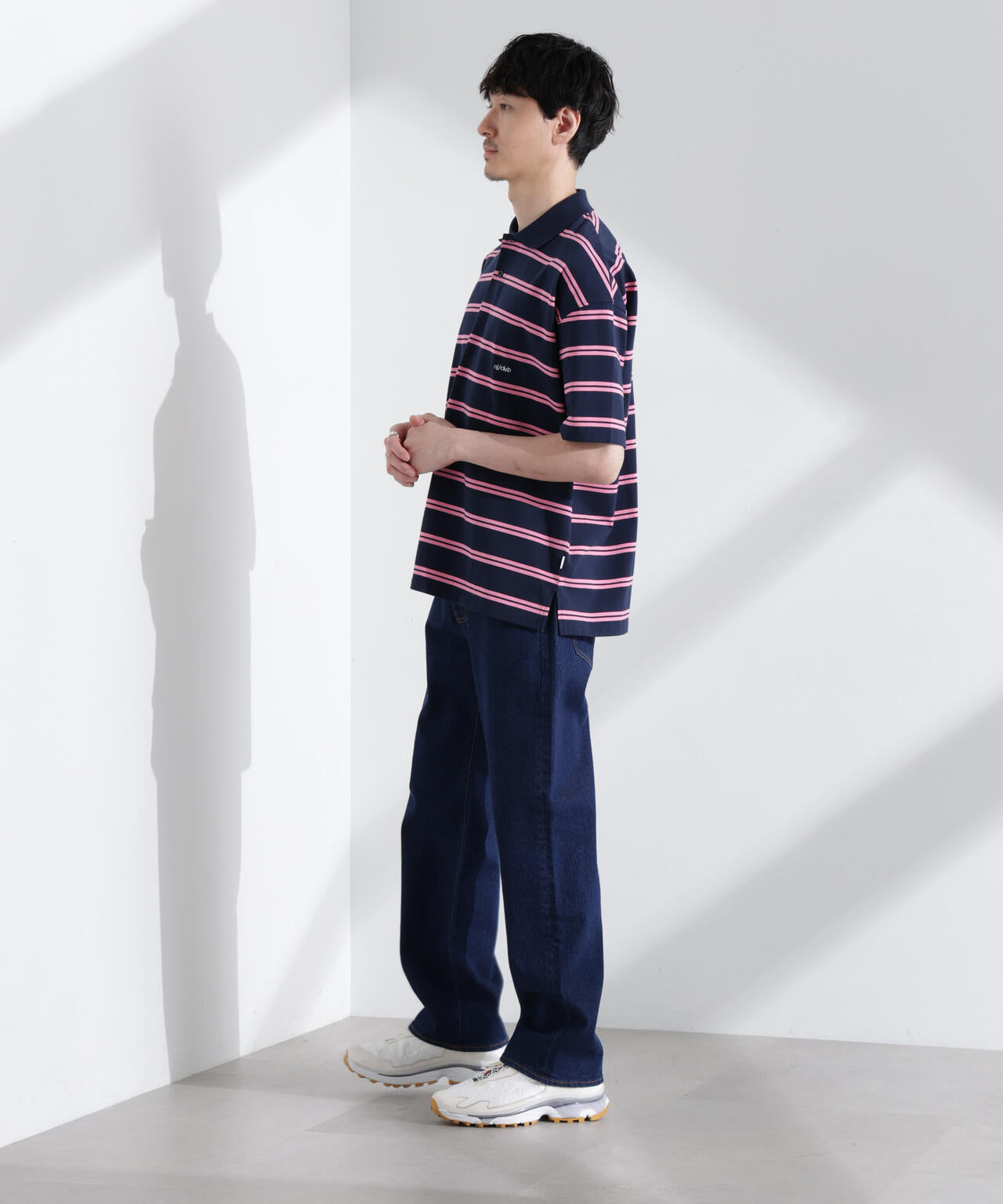 「NJ/CLUB」 オーバーサイズボーダーポロシャツ 6685124235