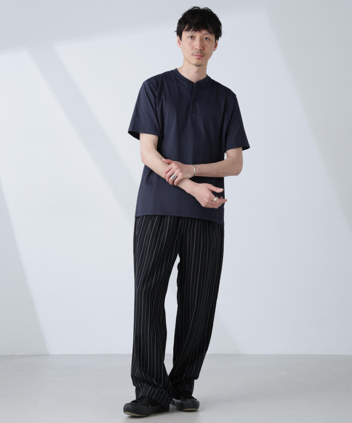ソラーロライトストレッチヘンリーネックTシャツ(セットアップ可) 6685124237