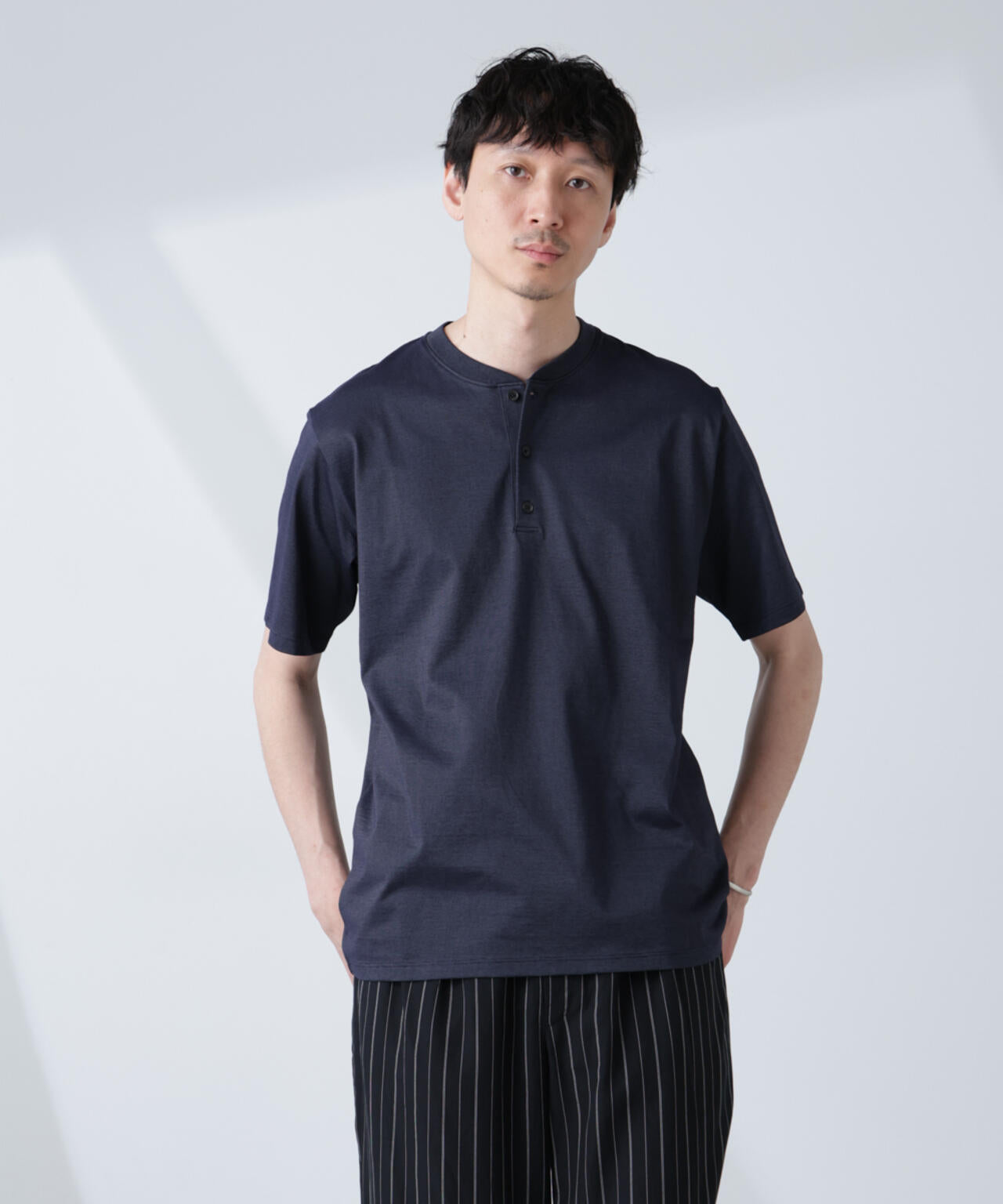 ソラーロライト ストレッチ ヘンリーネック Tシャツ