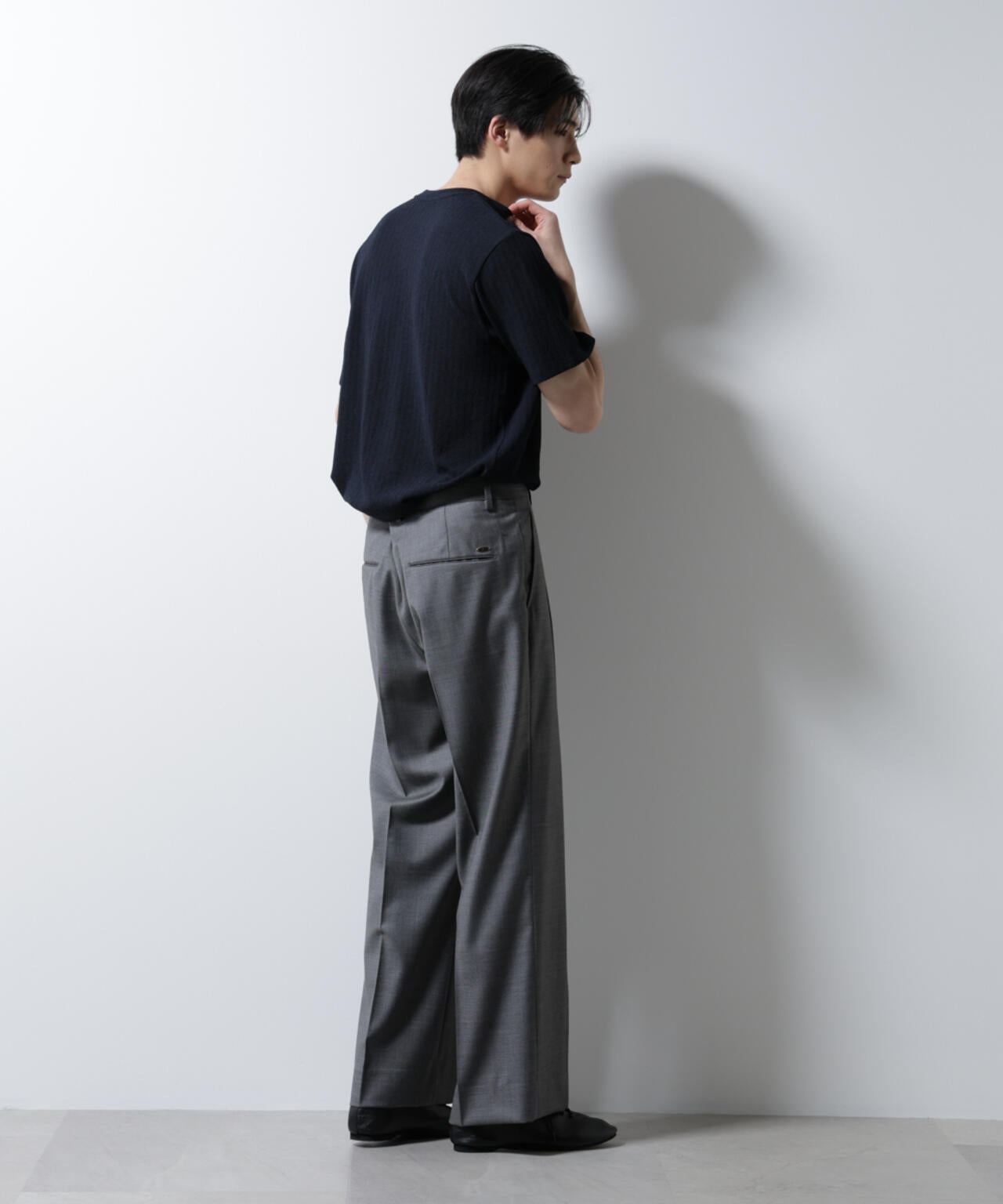 「Damerino」ヘリンボンクルーネックTシャツ/防シワ・吸水速乾・UVカット 6685124245