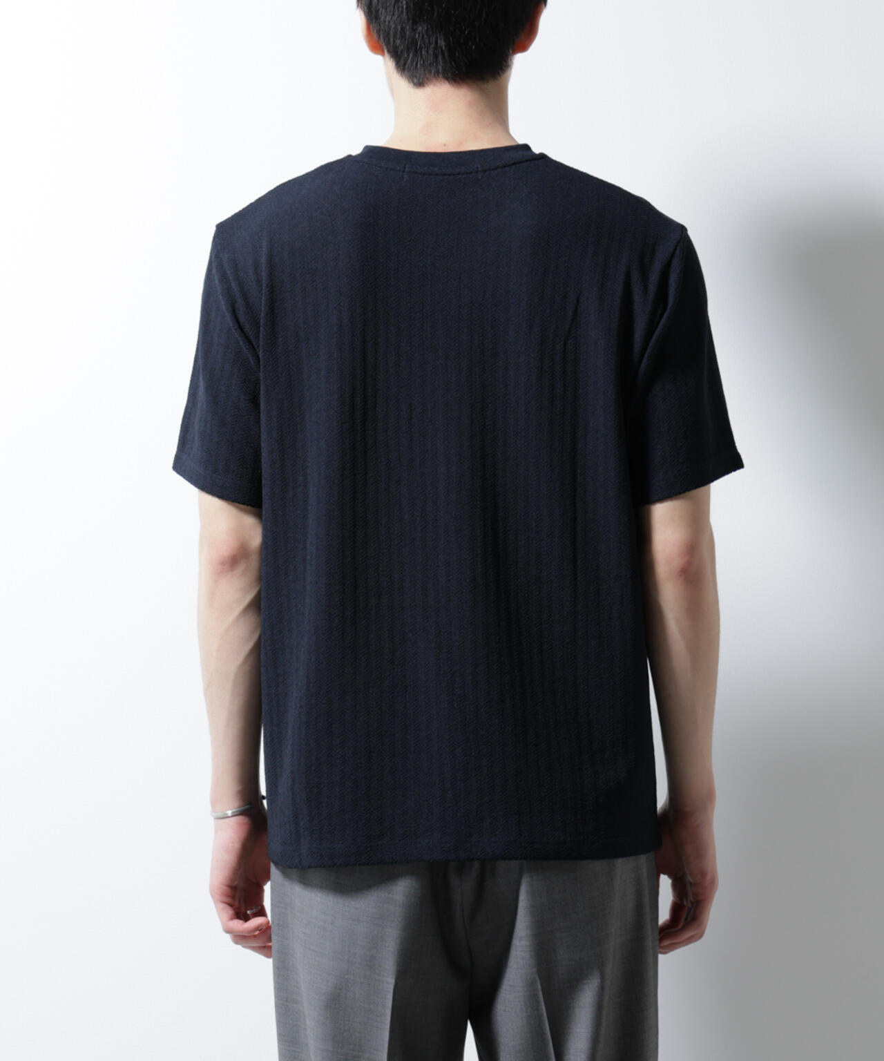 「Damerino」ヘリンボンクルーネックTシャツ/防シワ・吸水速乾・UVカット 6685124245