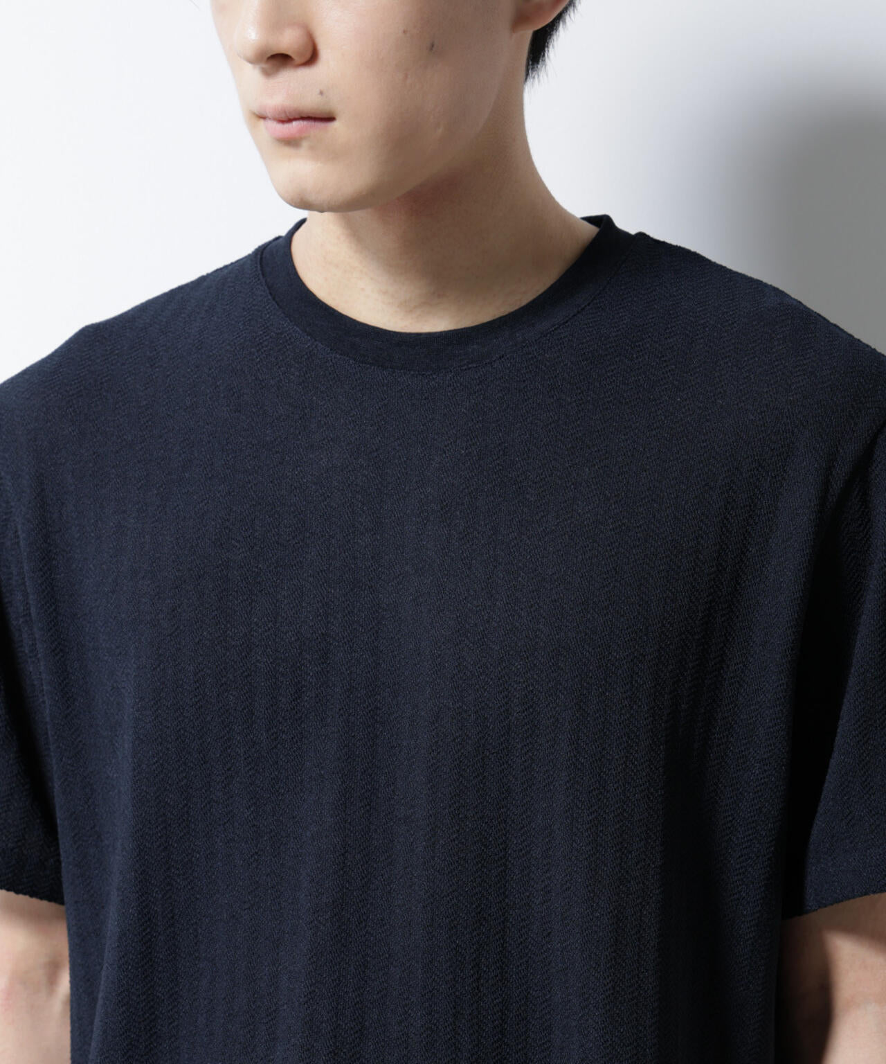 「Damerino」ヘリンボンクルーネックTシャツ/防シワ・吸水速乾・UVカット 6685124245