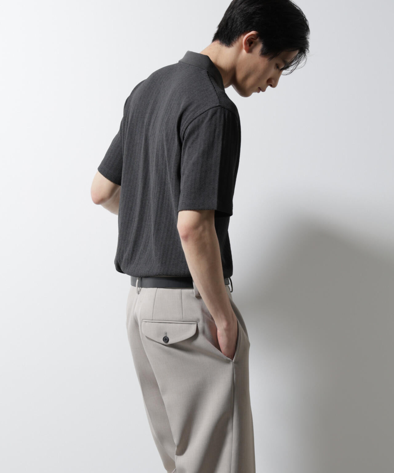 「Damerino」ヘリンボンポロシャツ/防シワ・吸水速乾・UVカット 6685124246