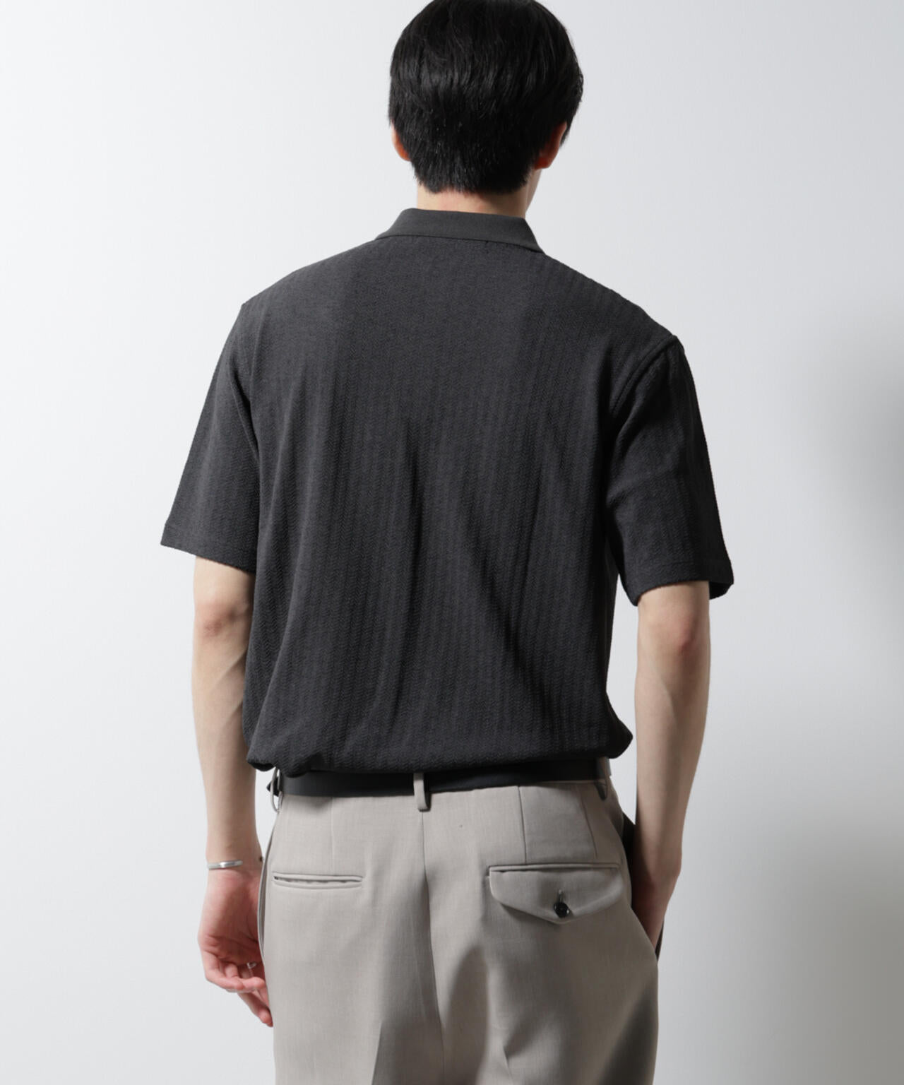 「Damerino」ヘリンボンポロシャツ/防シワ・吸水速乾・UVカット 6685124246