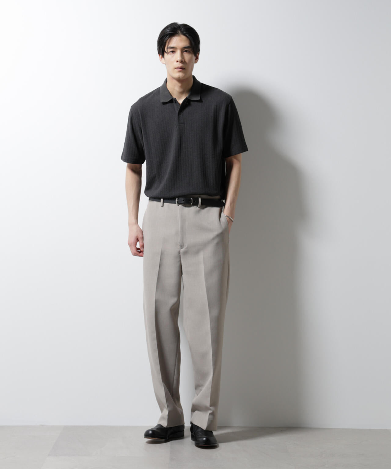 「Damerino」ヘリンボンポロシャツ/防シワ・吸水速乾・UVカット 6685124246