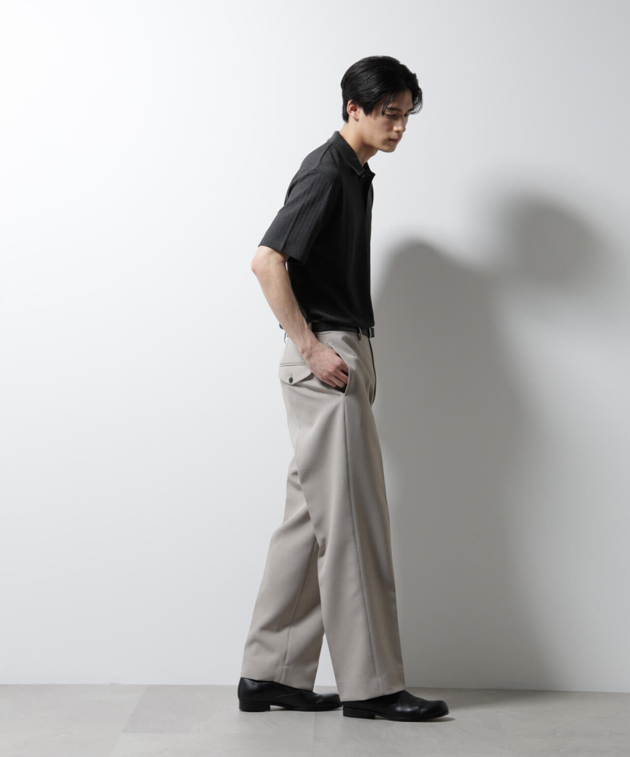 「Damerino」ヘリンボンポロシャツ/防シワ・吸水速乾・UVカット 6685124246