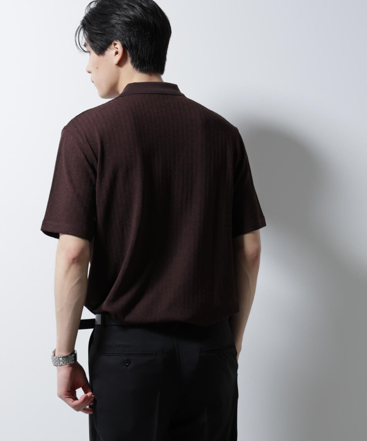 「Damerino」ヘリンボンポロシャツ/防シワ・吸水速乾・UVカット 6685124246