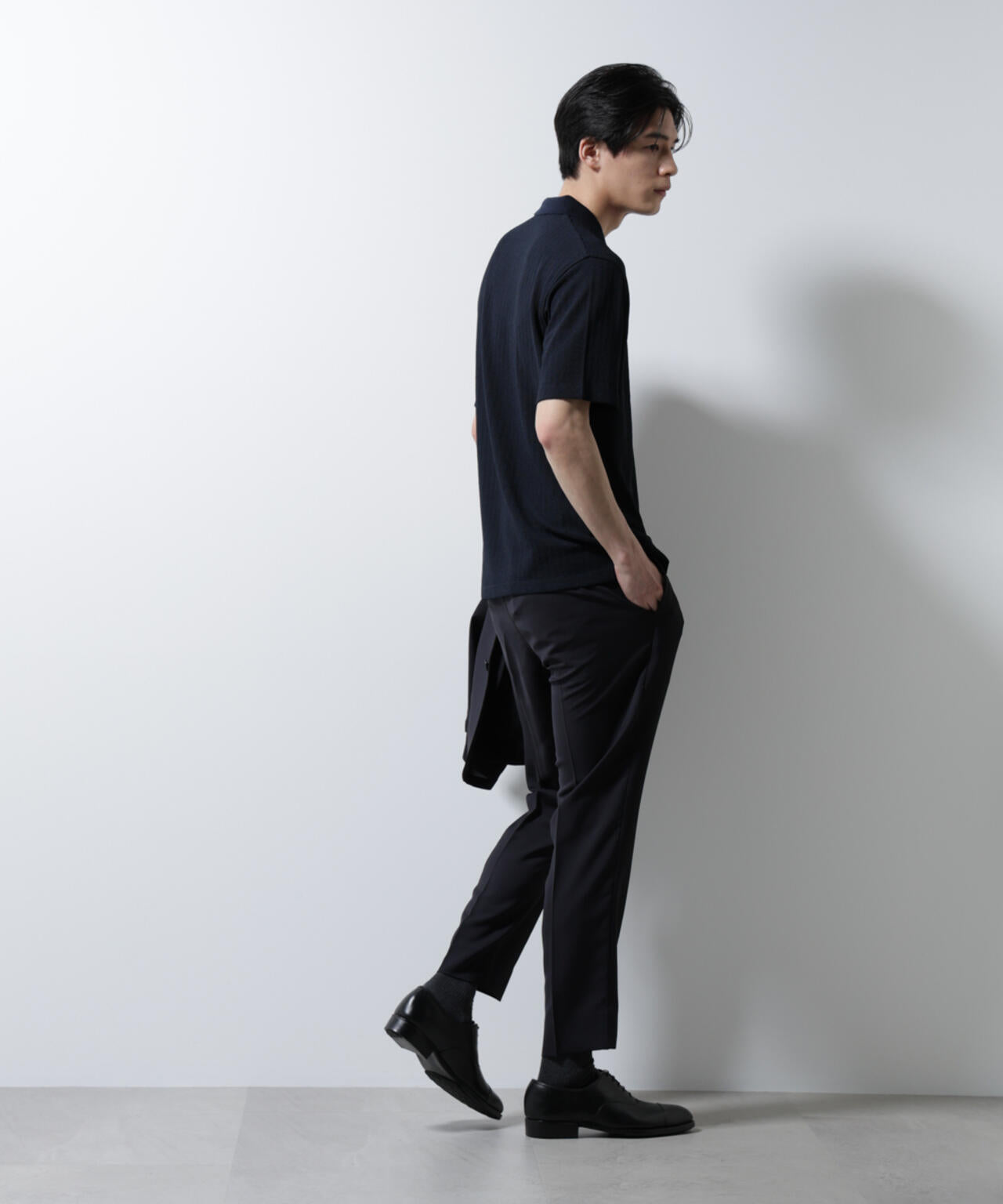 「Damerino」ヘリンボンポロシャツ/防シワ・吸水速乾・UVカット 6685124246