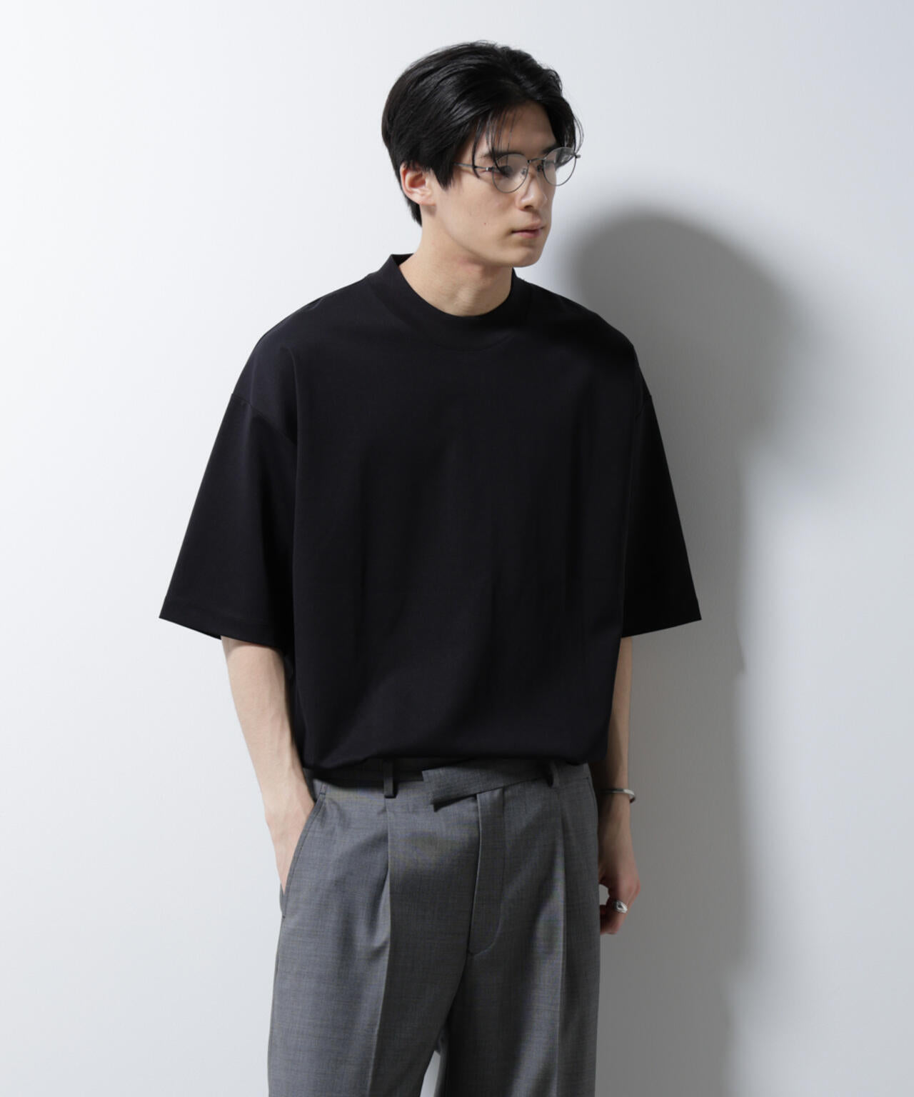 シルケットポンチワイドモックネックTシャツ 6685124254