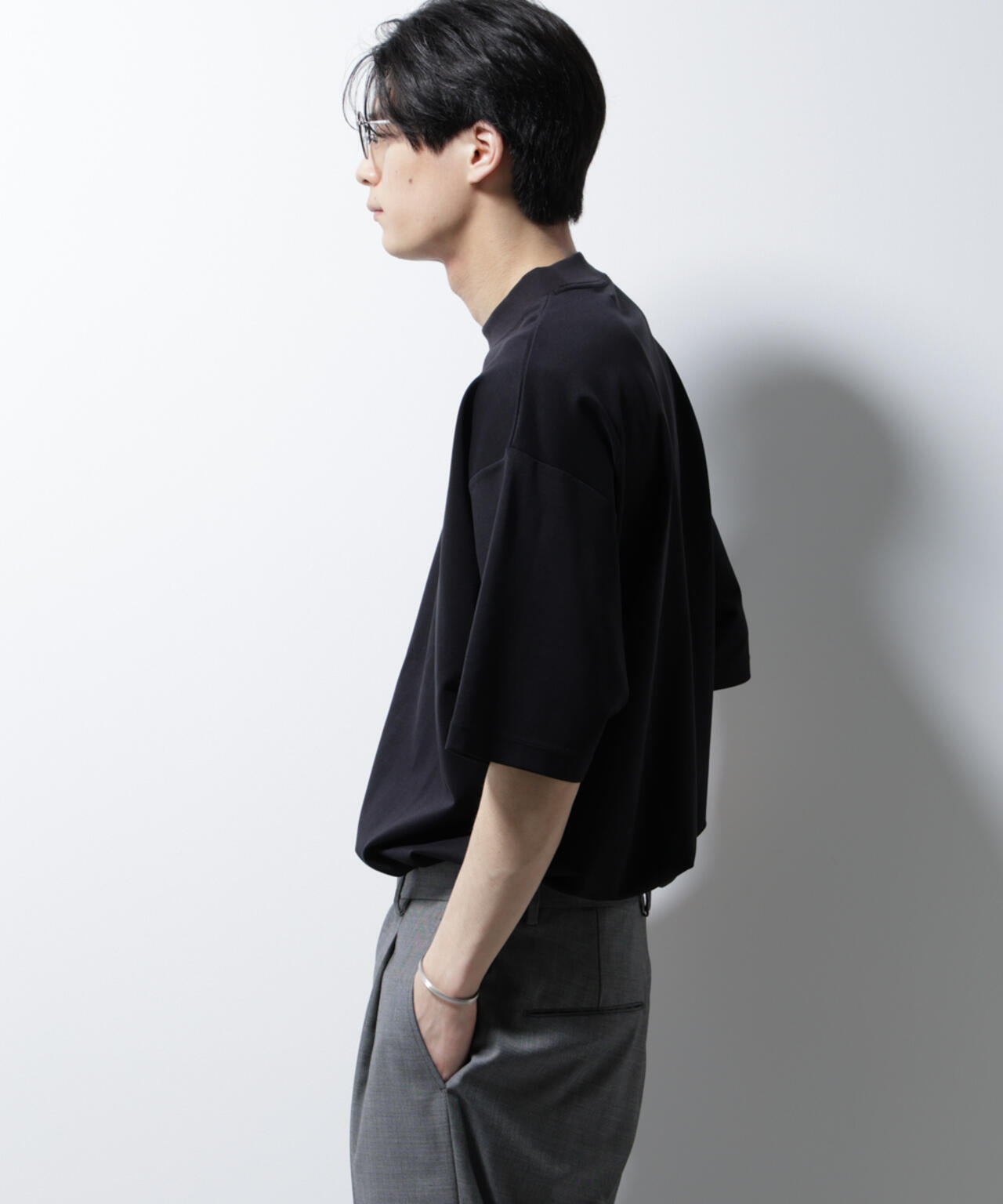 シルケットポンチワイドモックネックTシャツ 6685124254