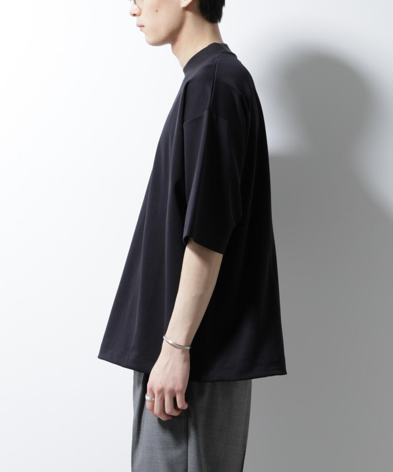シルケットポンチワイドモックネックTシャツ 6685124254