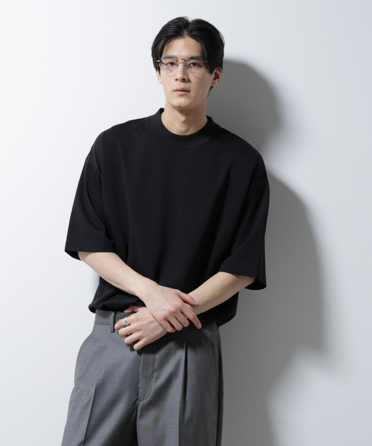 シルケットポンチワイドモックネックTシャツ 6685124254