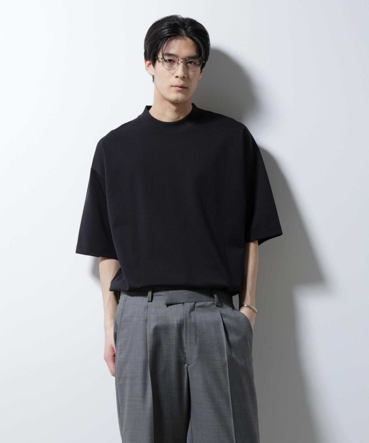 シルケットポンチワイドモックネックTシャツ 6685124254