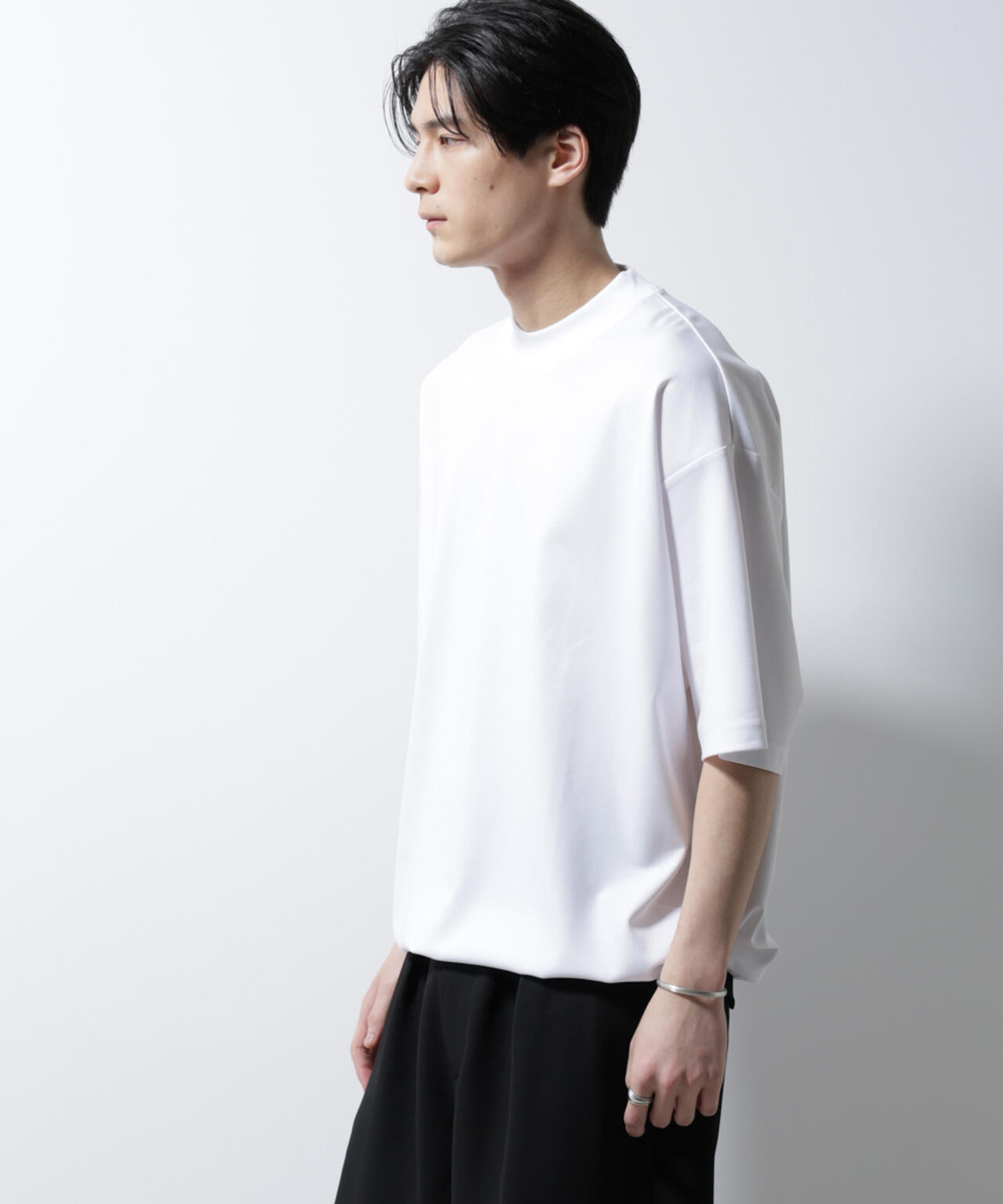 シルケットポンチワイドモックネックTシャツ 6685124254