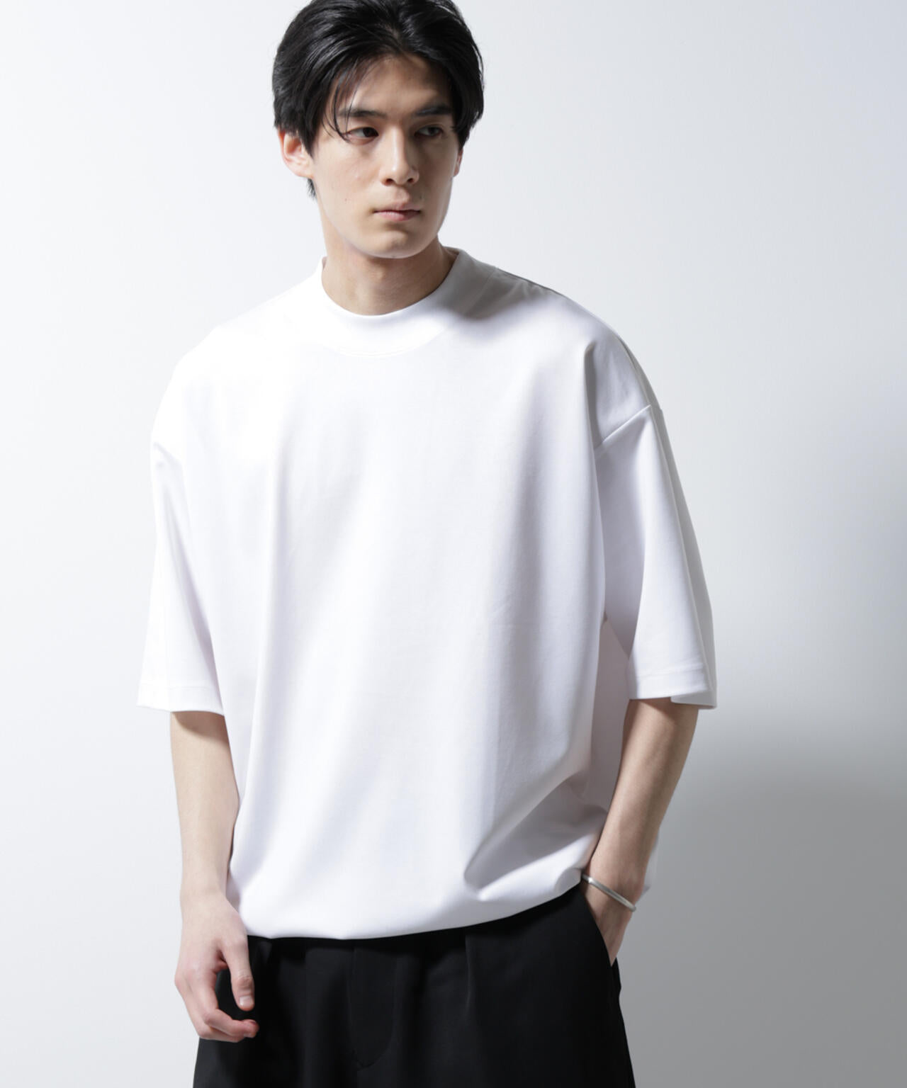 シルケットポンチワイドモックネックTシャツ 6685124254