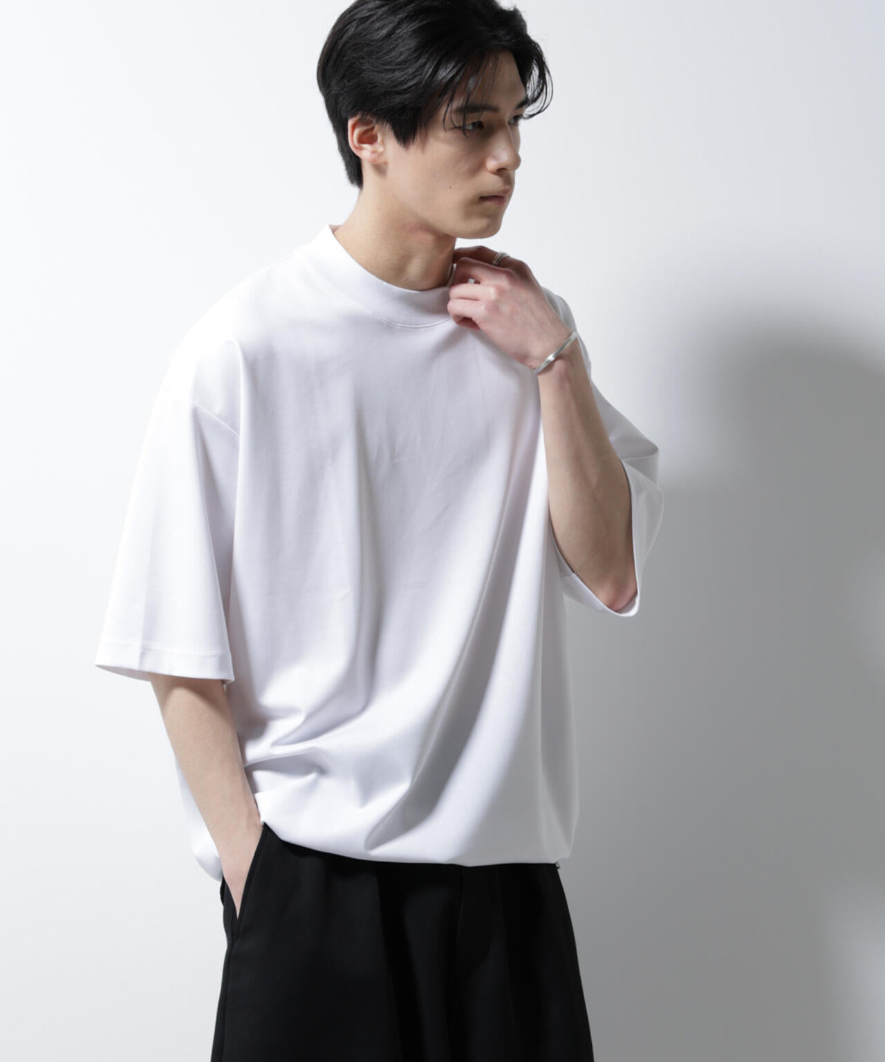 シルケットポンチワイドモックネックTシャツ 6685124254