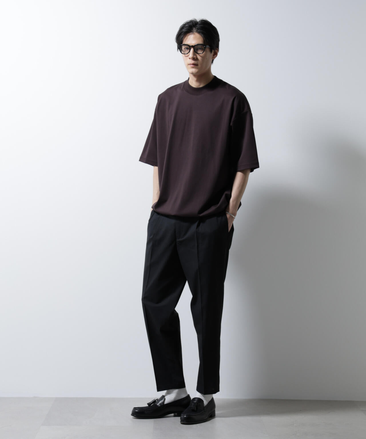 シルケットポンチワイドモックネックTシャツ 6685124254