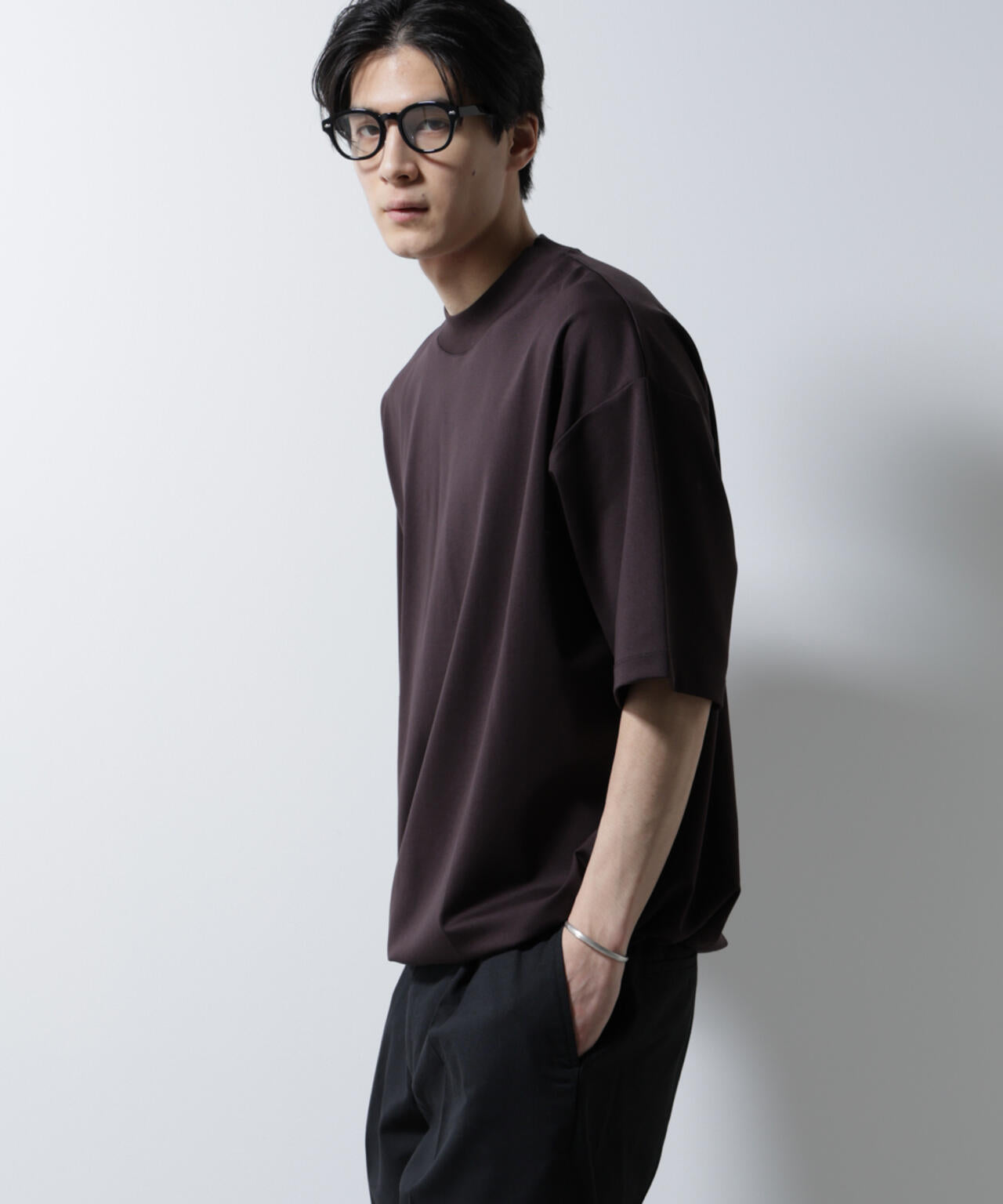 シルケットポンチワイドモックネックTシャツ 6685124254