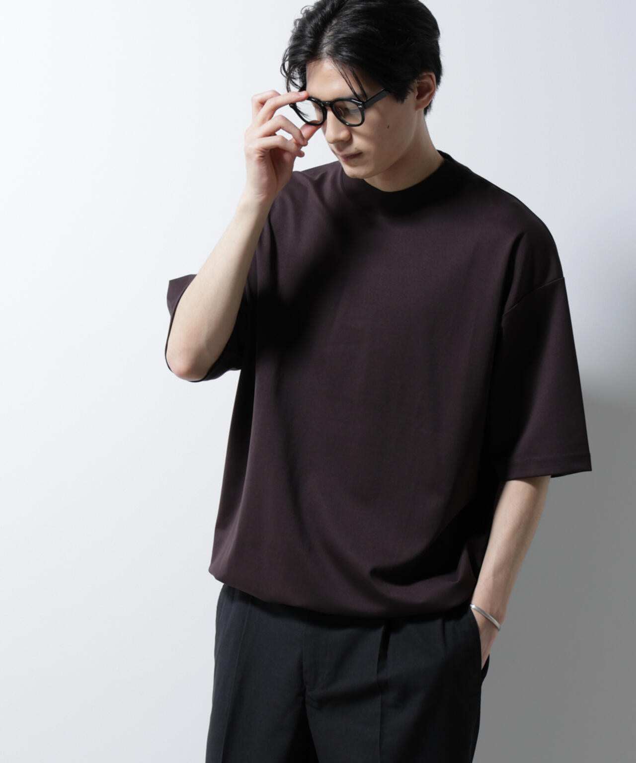 シルケットポンチワイドモックネックTシャツ 6685124254