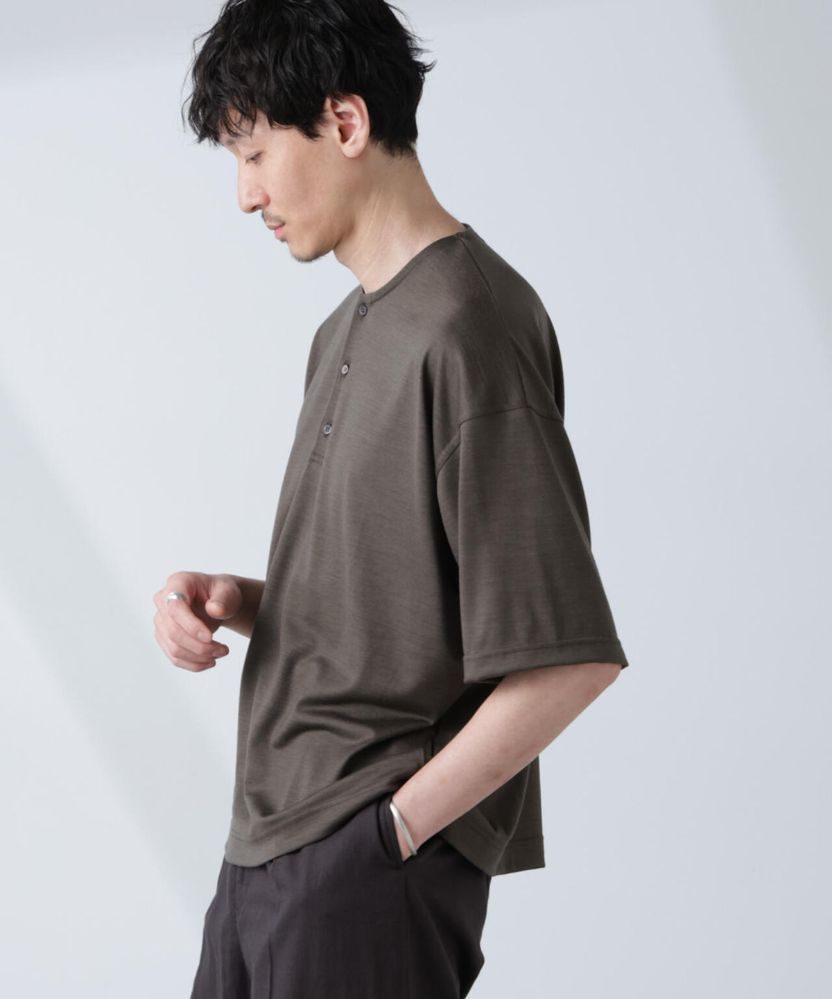 「ALL-DAYS COMFORT 100% WOOL」 ヘンリーネックTEE 6685124257