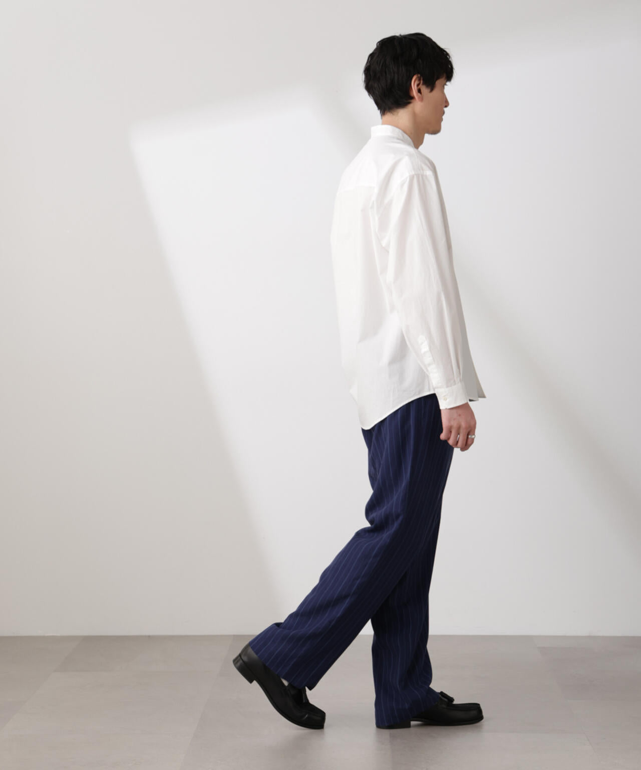 リネンブレンドピンストライプ 1タックイージーパンツ(セットアップ可) 6685127220