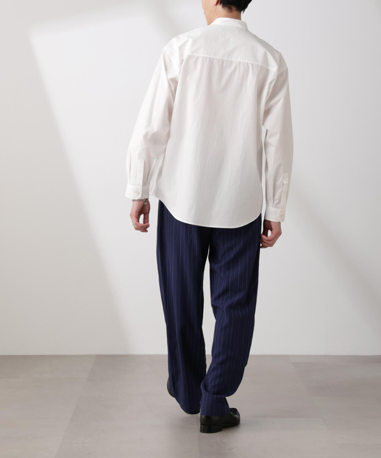 リネンブレンドピンストライプ 1タックイージーパンツ(セットアップ可) 6685127220