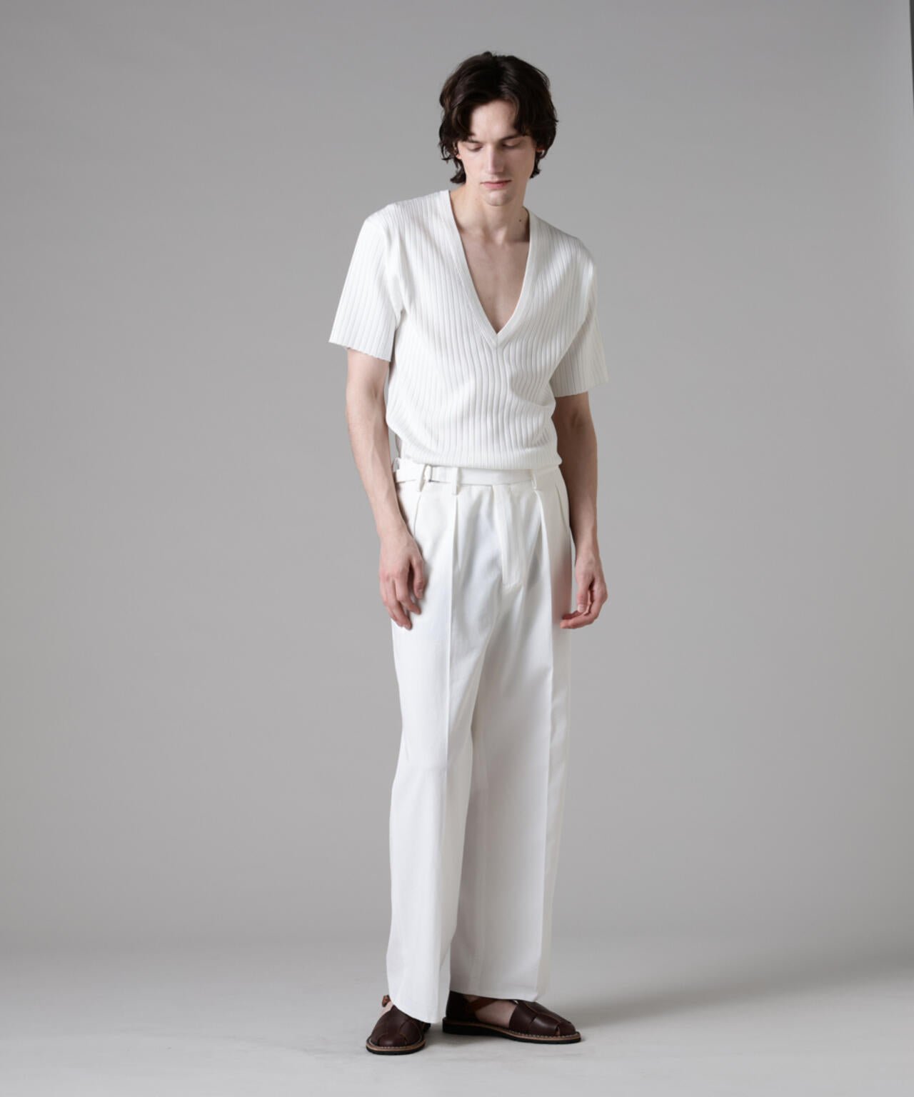 「ASSEMBLANC」ハイツイストギャバベルトスラックス 6685127234