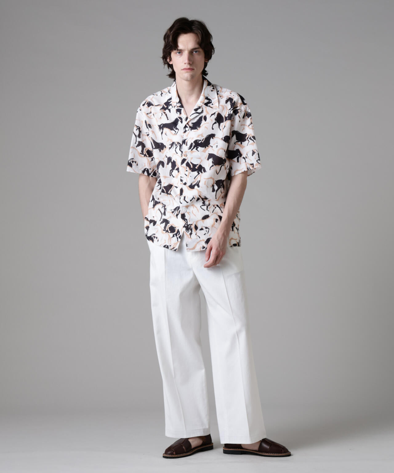 「ASSEMBLANC」ハイツイストギャバベルトスラックス 6685127234