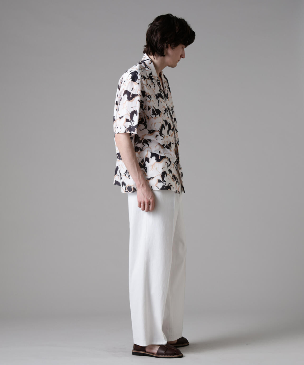 「ASSEMBLANC」ハイツイストギャバベルトスラックス 6685127234